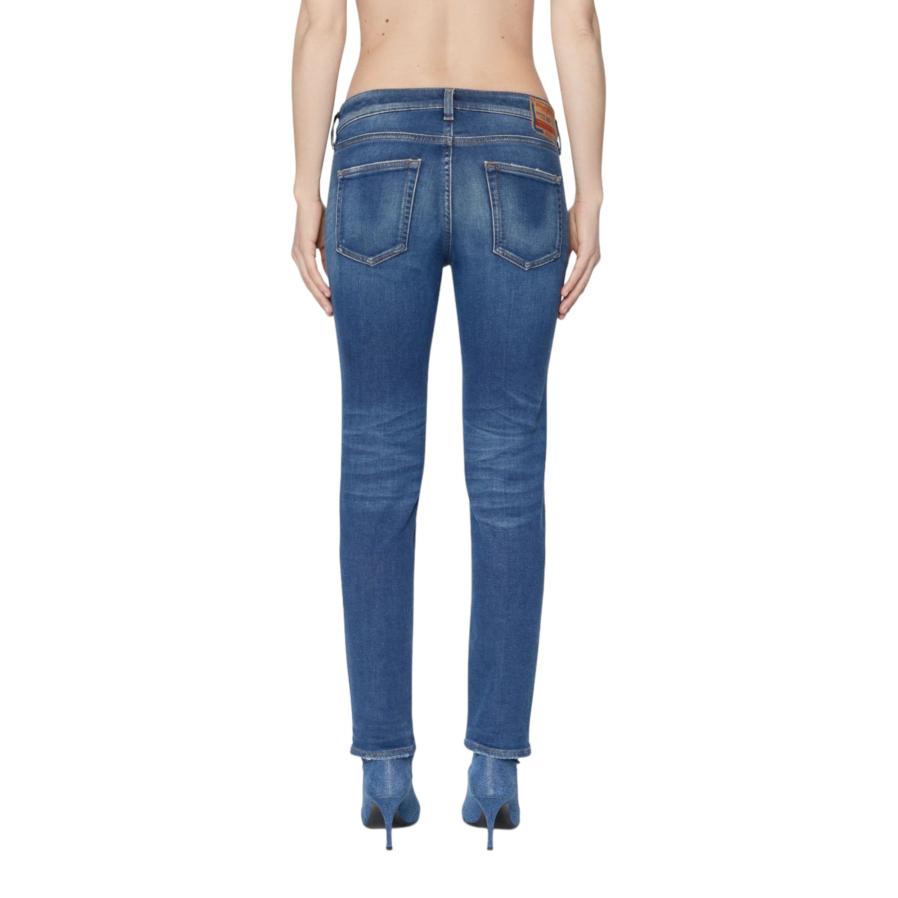 DIESEL D-OLLIES-T 068AZ Womens Denim Jeans Mid Rise Skinny Leg Blue Casual Pants