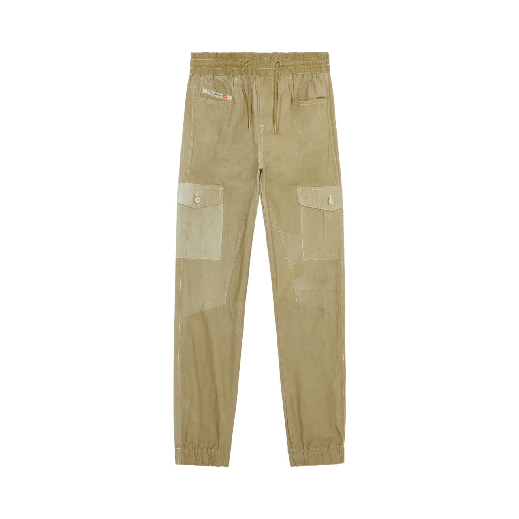 DIESEL P-URSULA-CHALK Womens Cargo Trouser Elastic Waist Tapered Leg Cotton Pant