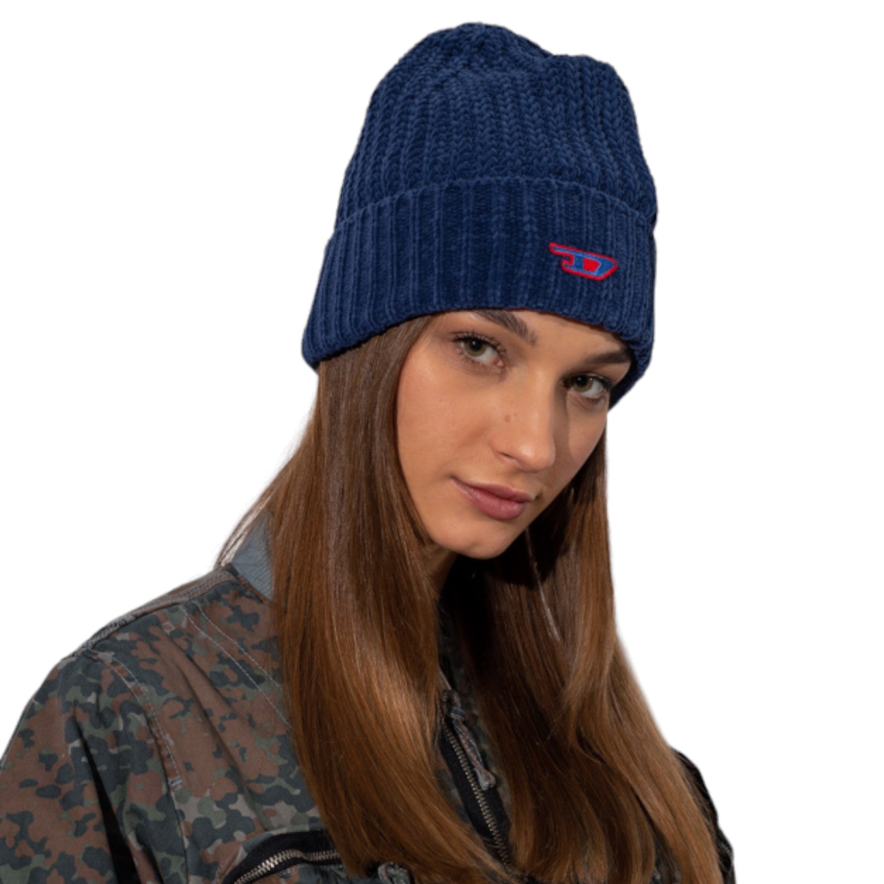 DIESEL K RIVERSIDE 0WCAI Womens Beanie Hat Casual Solid Winter Unisex Cap Navy
