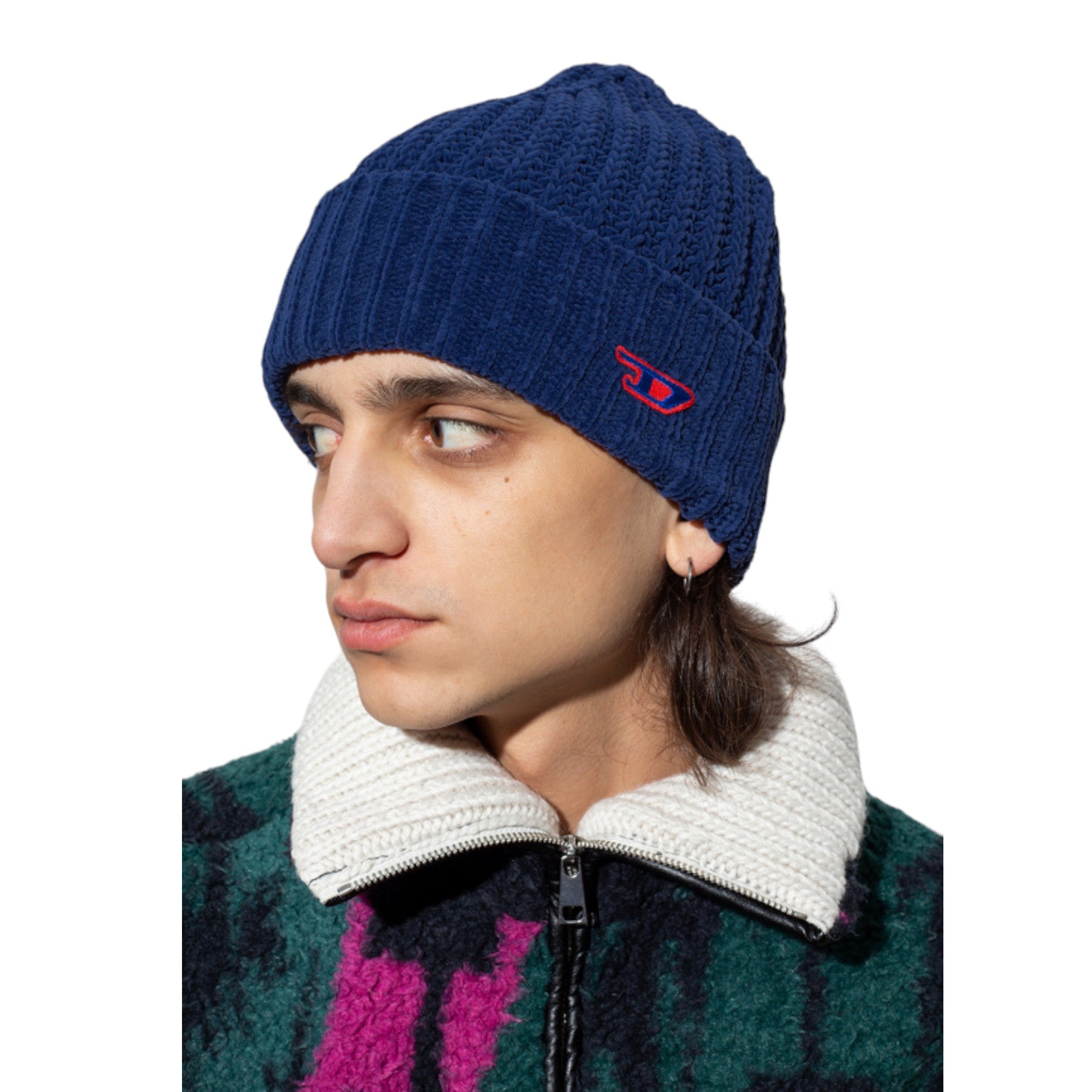 DIESEL K RIVERSIDE 0WCAI Womens Beanie Hat Casual Solid Winter Unisex Cap Navy