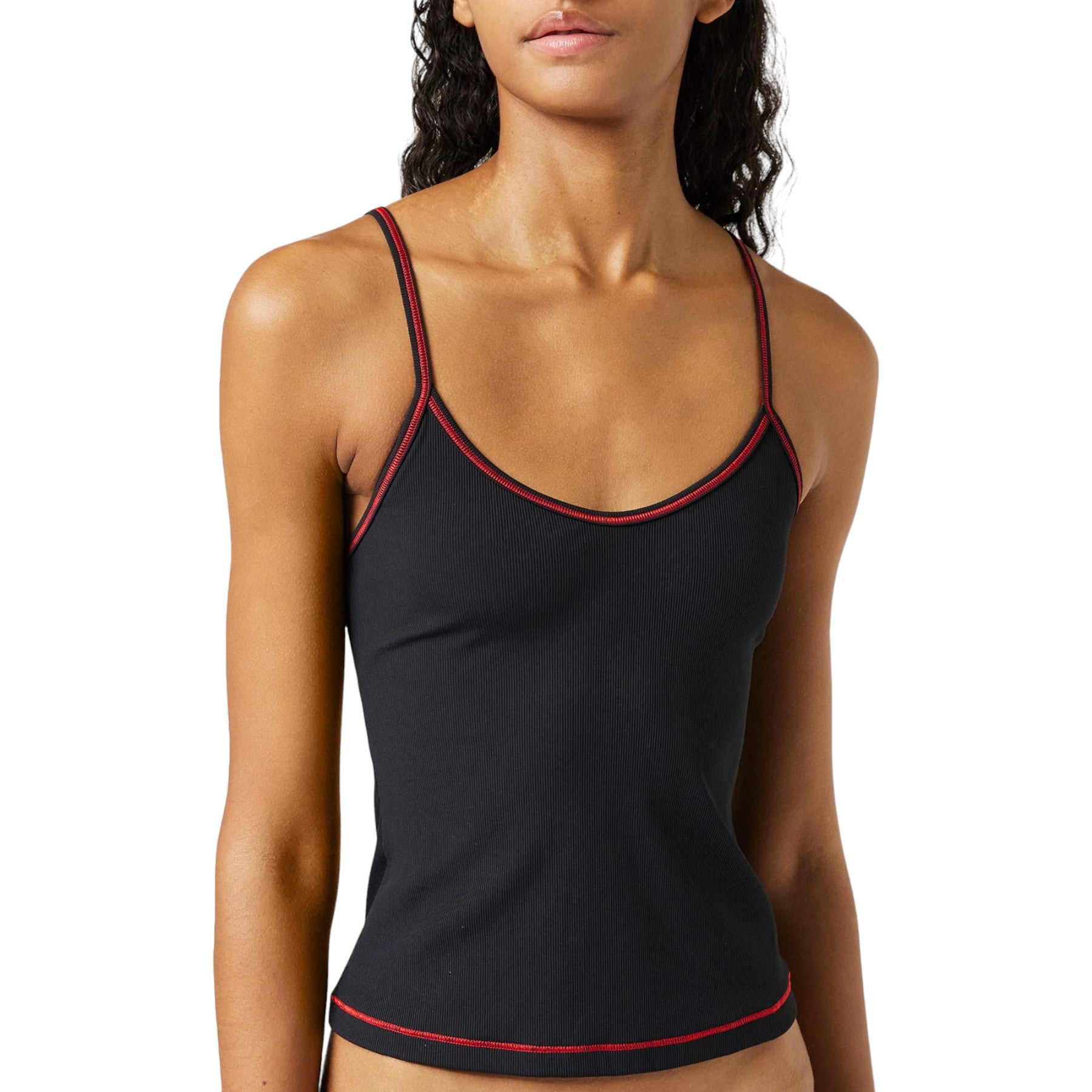 DIESEL Womens Vest Tops Plain Stretch Cami Tank Strappy Ladies Crop Top Black S