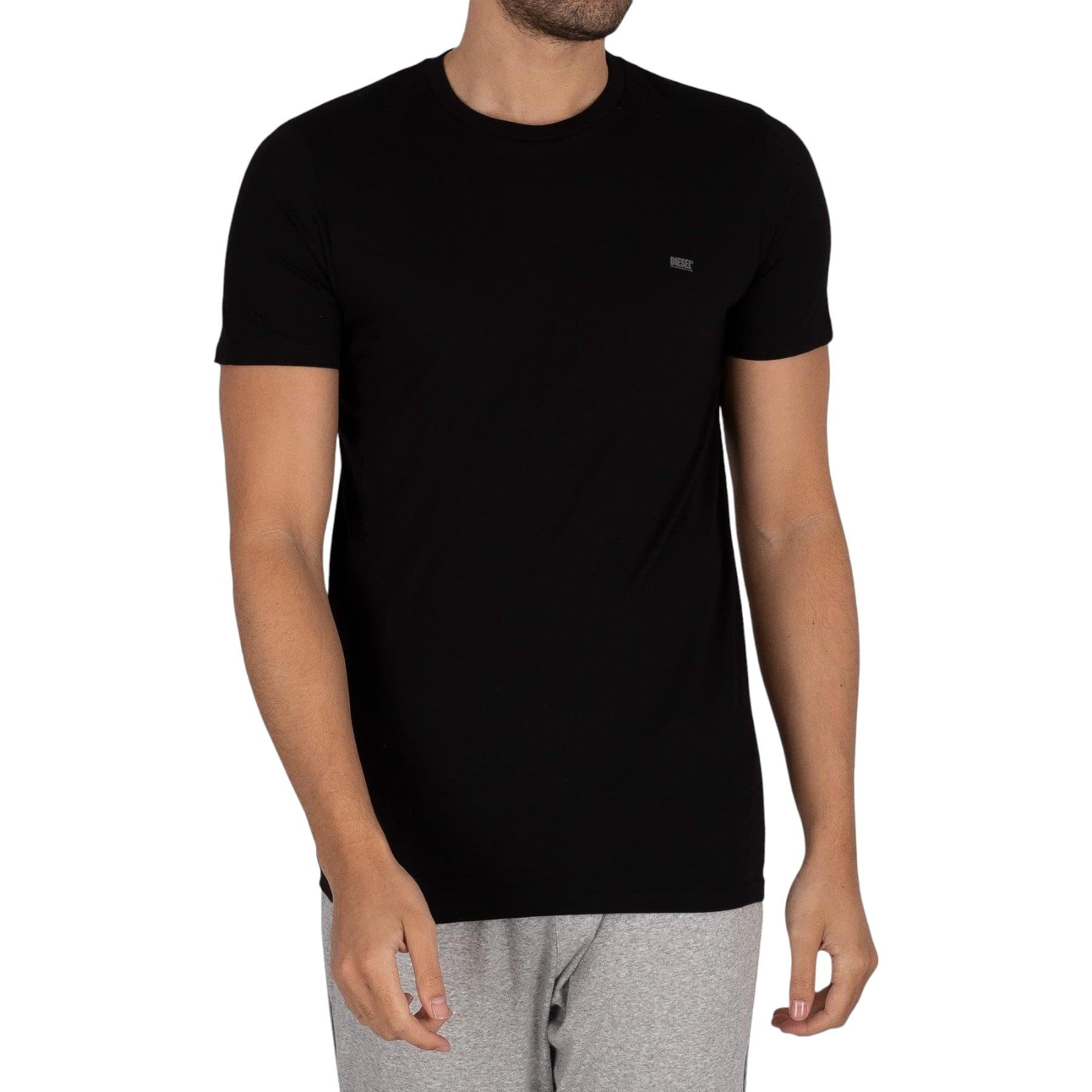 DIESEL UMTEE Mens T Shirts 2 Pack Crew Neck Short Sleeve Basic Undershirt Black