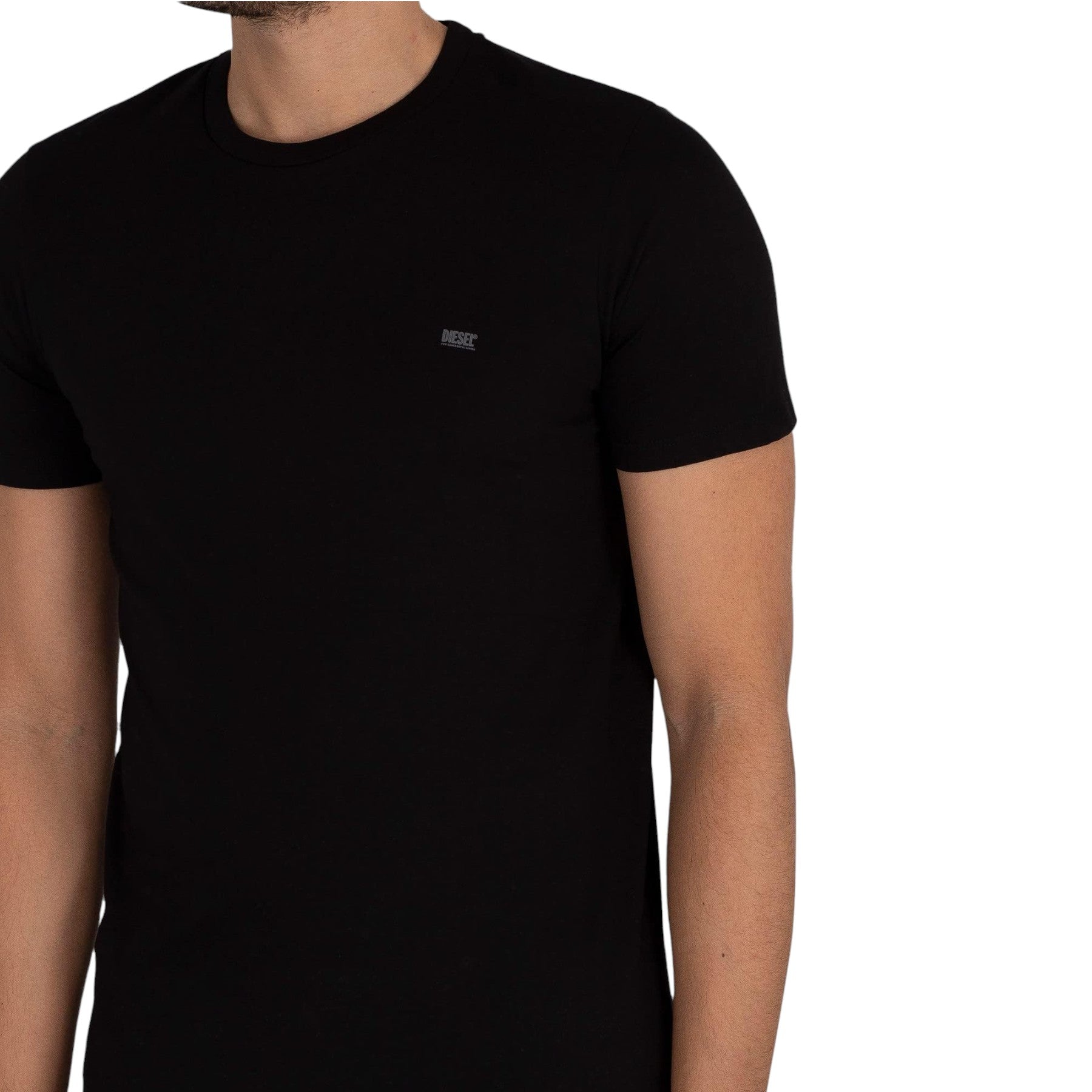 DIESEL UMTEE Mens T Shirts 2 Pack Crew Neck Short Sleeve Basic Undershirt Black