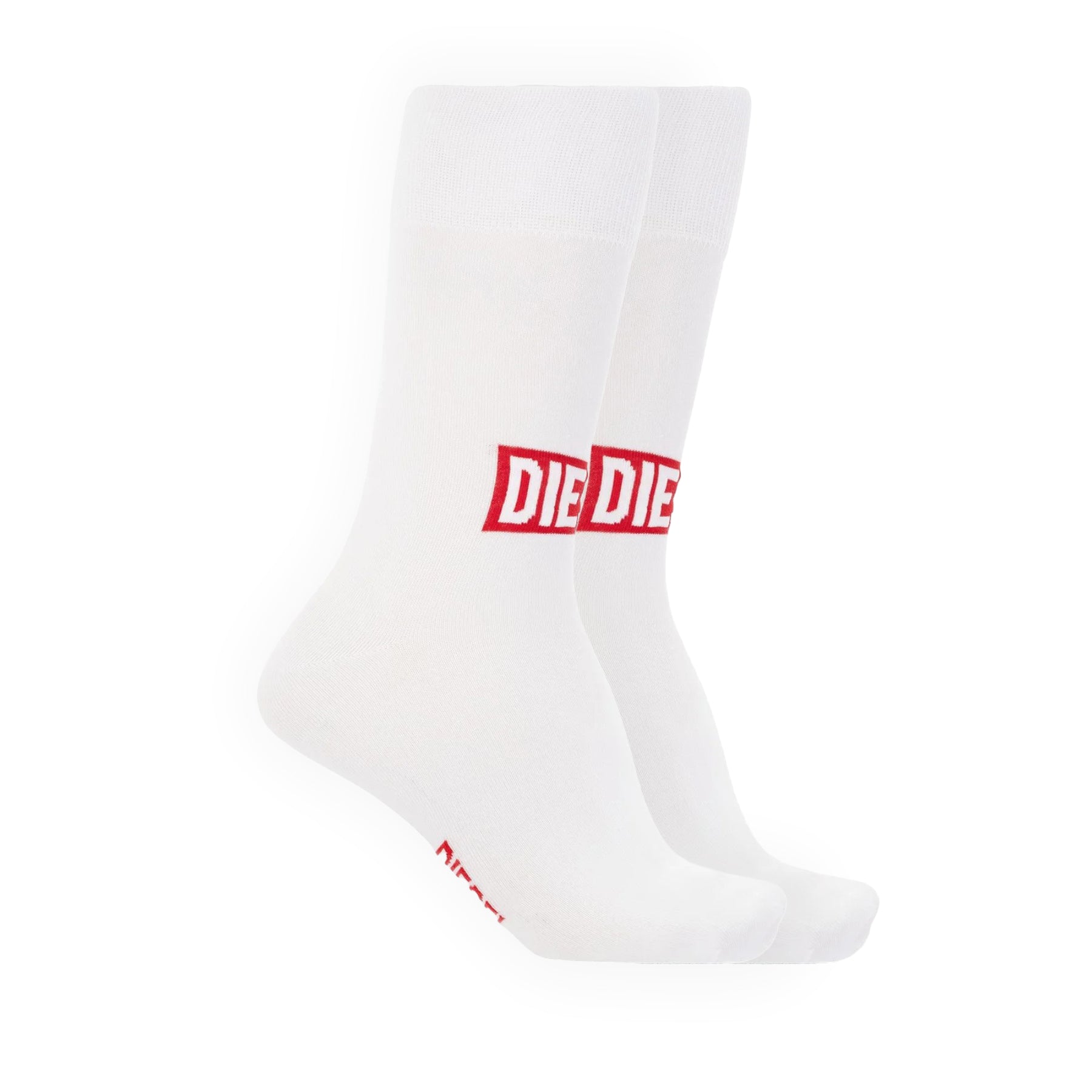DIESEL 0WDAA Mens Socks Soft Cotton Crew Sports Stretch Striped Logo Cuffs White