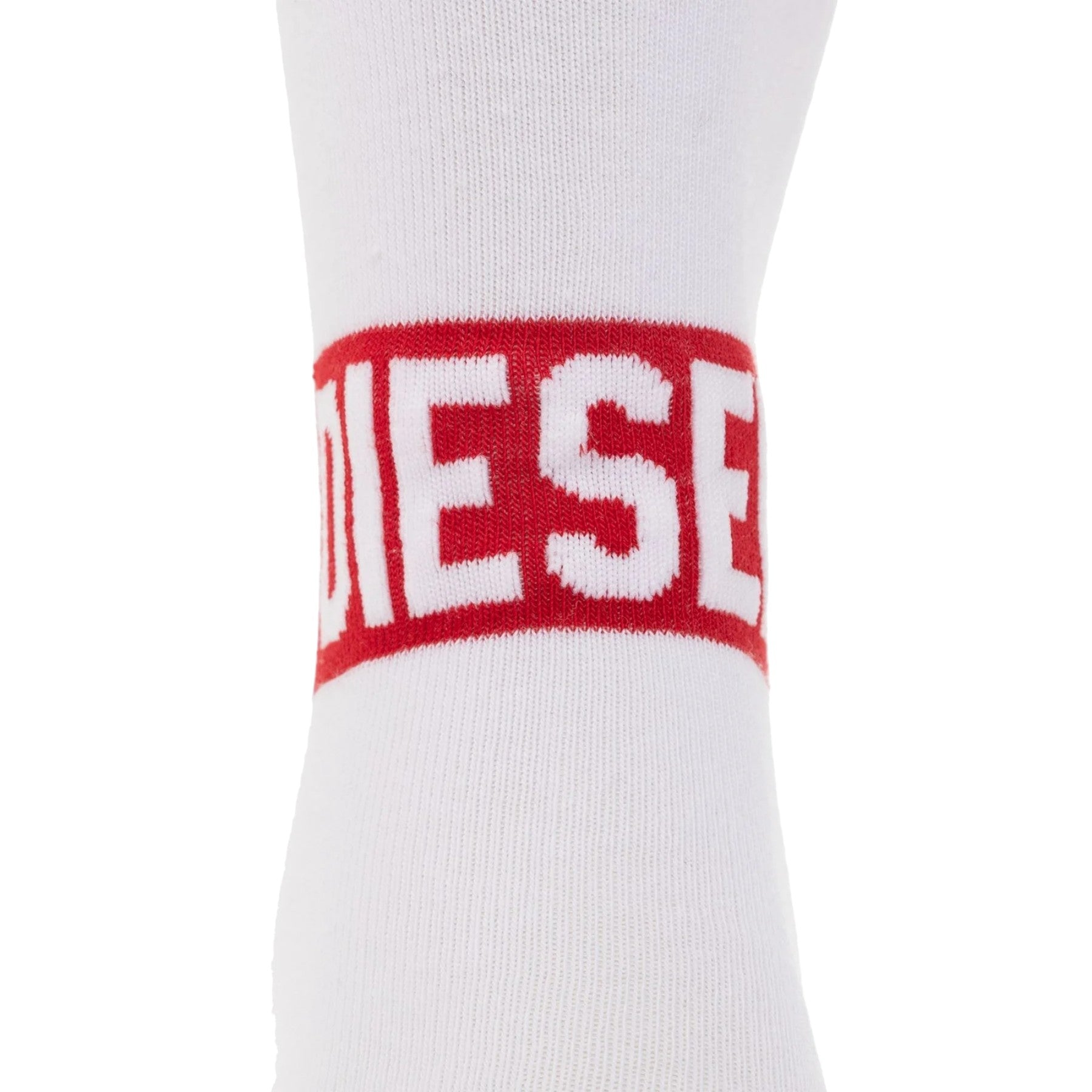 DIESEL 0WDAA Mens Socks Soft Cotton Crew Sports Stretch Striped Logo Cuffs White