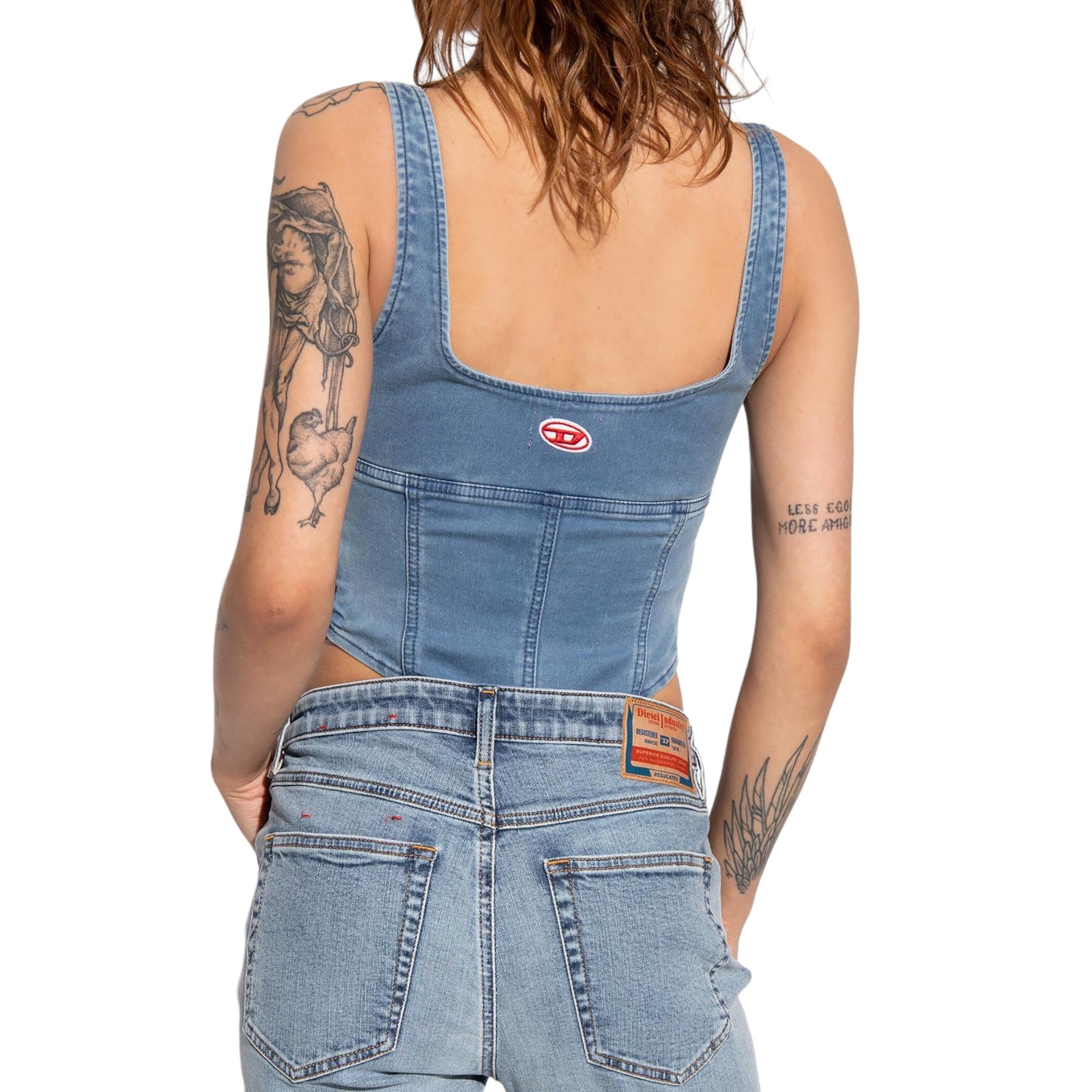 Diesel D-GELLERT-NE Womens Bodysuits Denim Jogg Jeans Stretch Summer Beach Tops