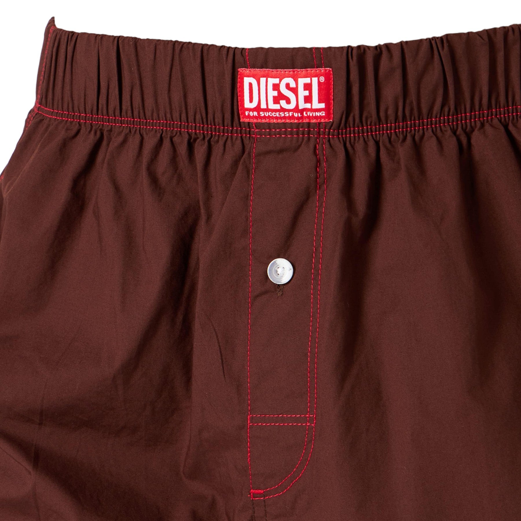 DIESEL UUBX-STARK Mens Boxer Shorts Relaxed Fit Brown Woven Cotton Underwear NEW