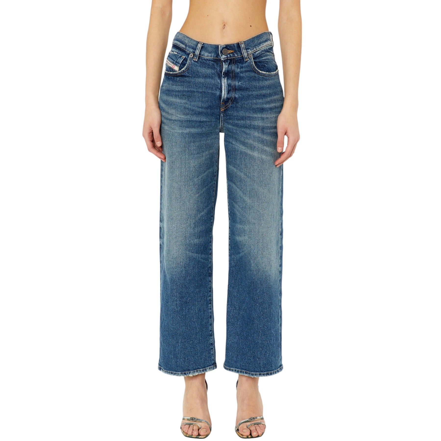 DIESEL 2000 007L1 Womens Denim Jeans Regular Fit Mid Waist Flare Leg Bootcut New