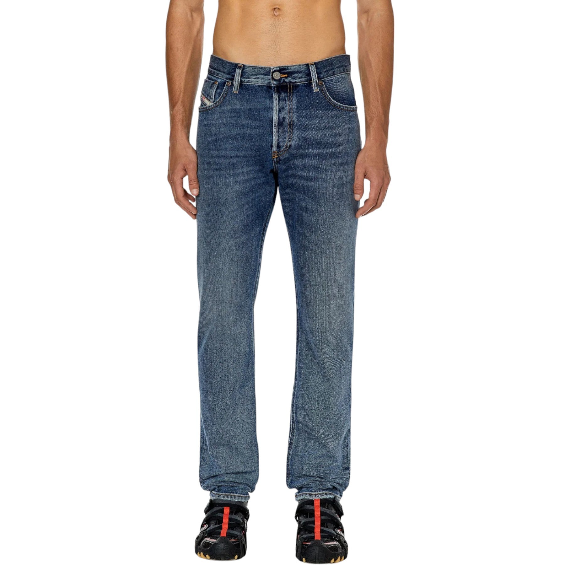 DIESEL 1995 Mens Denim Jeans Straight Leg Mid Waist Slim Fit Faded Trouser Pants