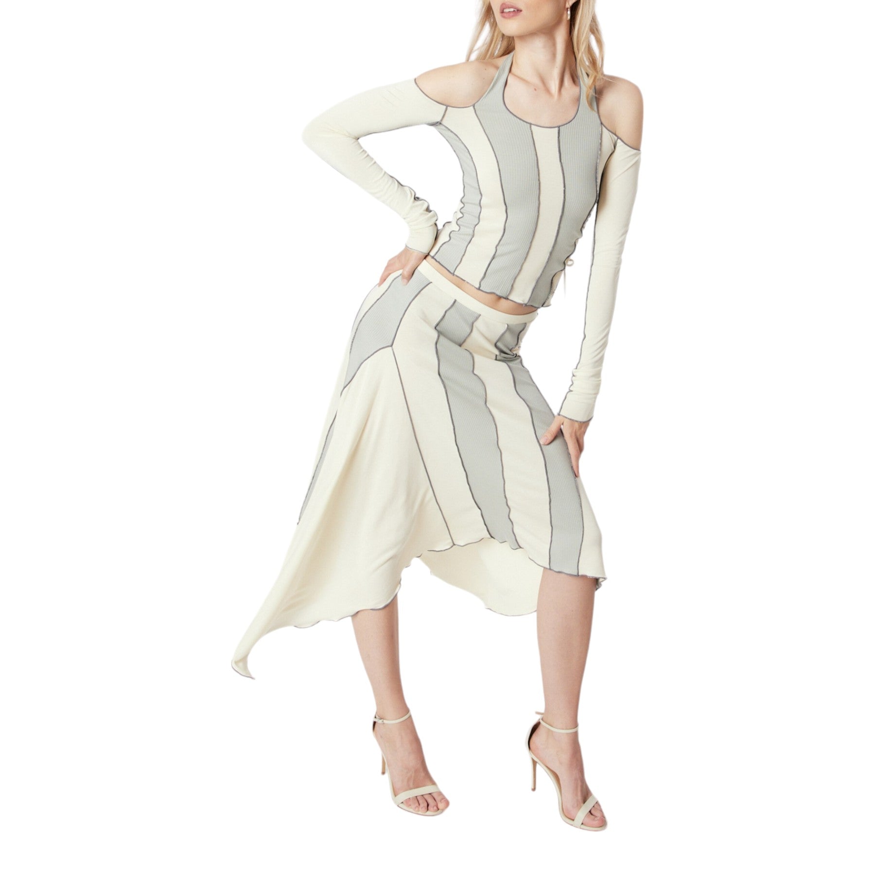 Diesel T-Sail-0GEAF Womens Crop Top Casual Summer Jersey Long Sleeve T Shirts S