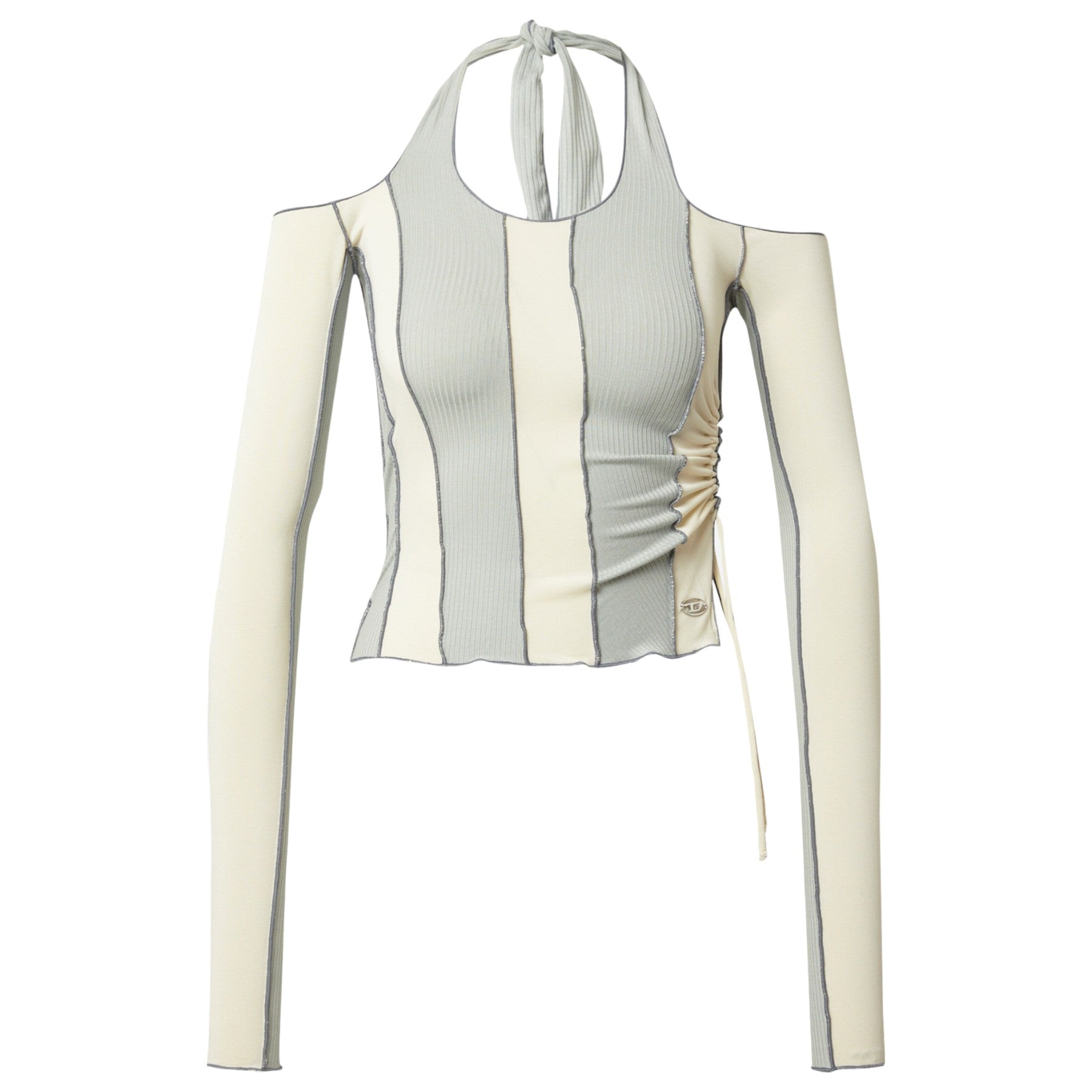 Diesel T-Sail-0GEAF Womens Crop Top Casual Summer Jersey Long Sleeve T Shirts S