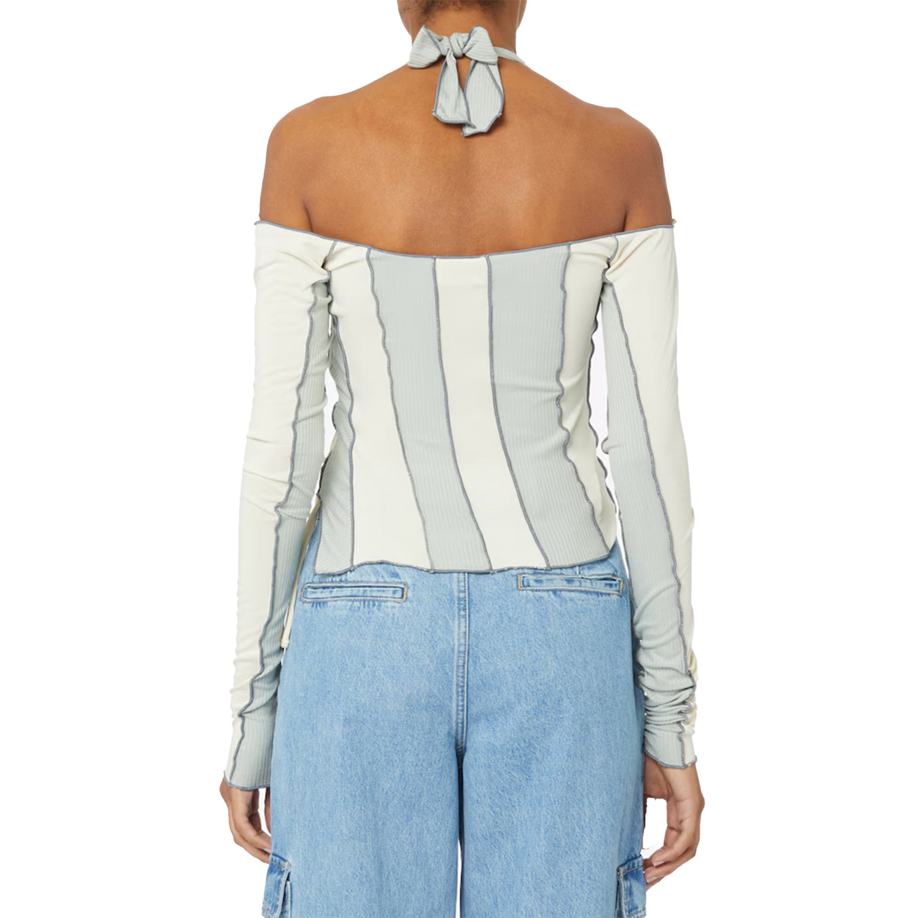 Diesel T-Sail-0GEAF Womens Crop Top Casual Summer Jersey Long Sleeve T Shirts S