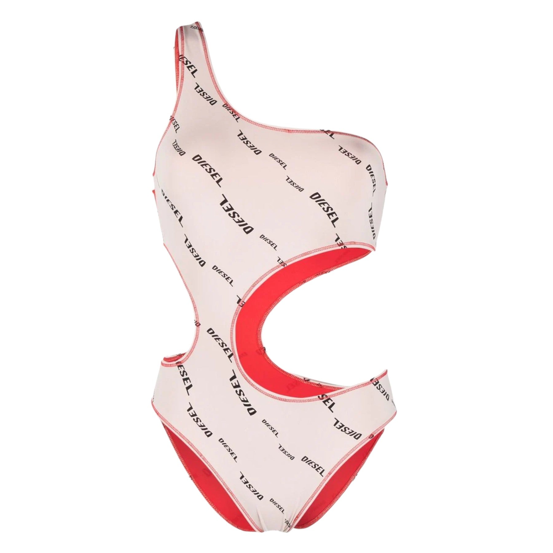 Diesel BFSW-Rowanda Womens Swimsuits Cutout Logo Stretchable One Piece Bodysuits