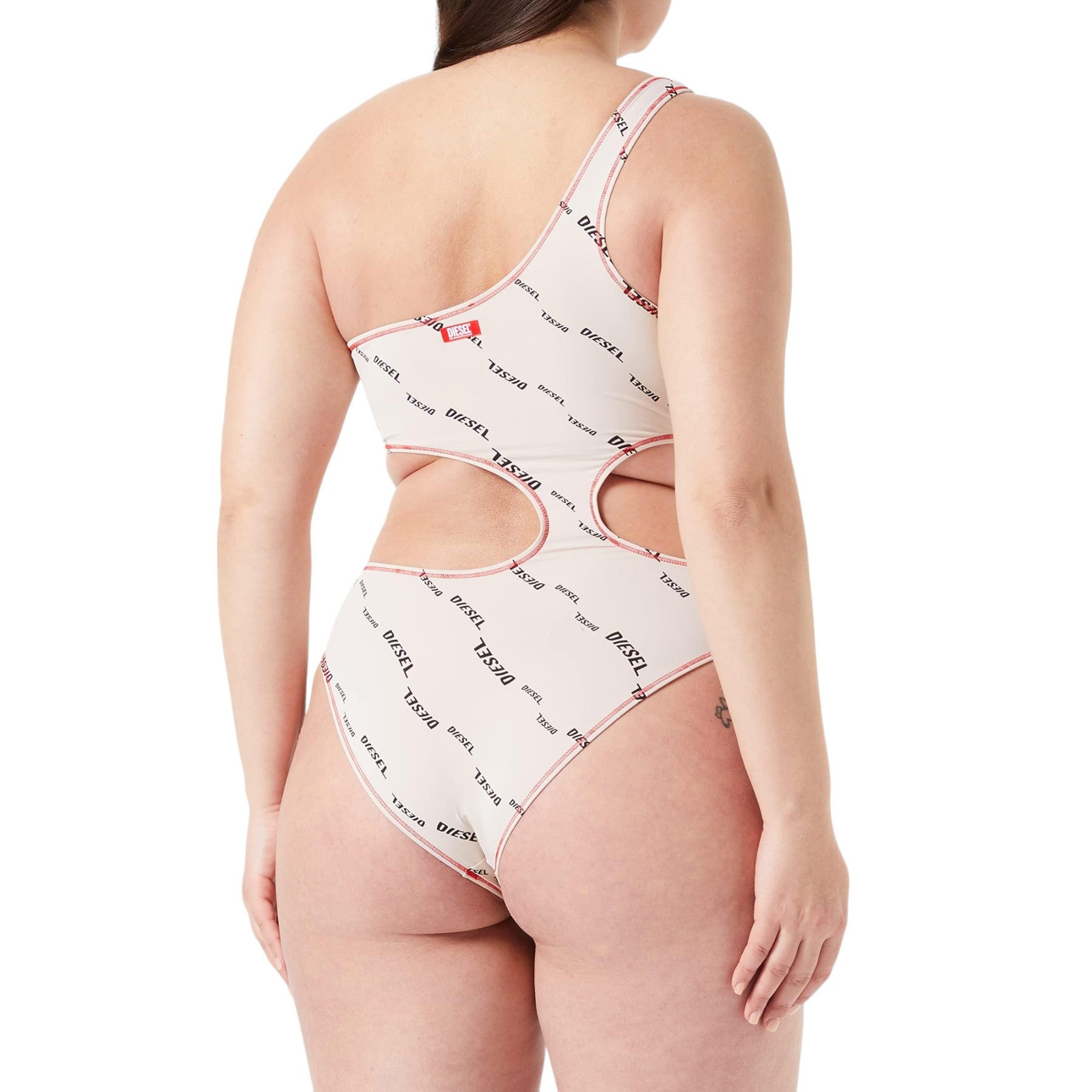 Diesel BFSW-Rowanda Womens Swimsuits Cutout Logo Stretchable One Piece Bodysuits