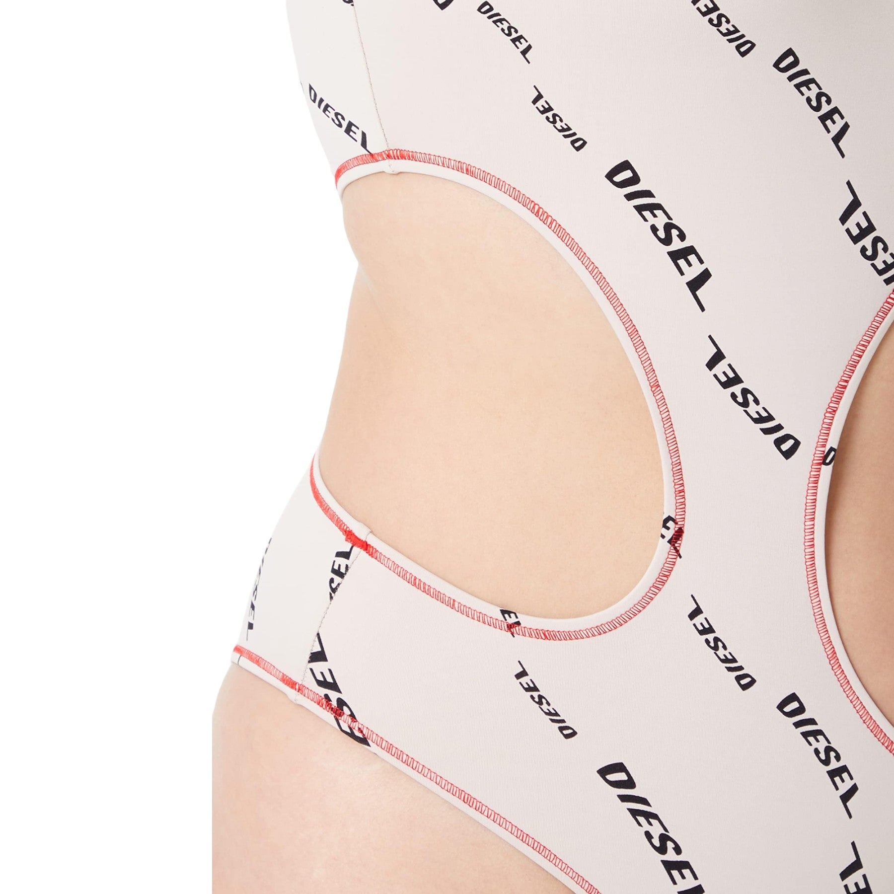 Diesel BFSW-Rowanda Womens Swimsuits Cutout Logo Stretchable One Piece Bodysuits