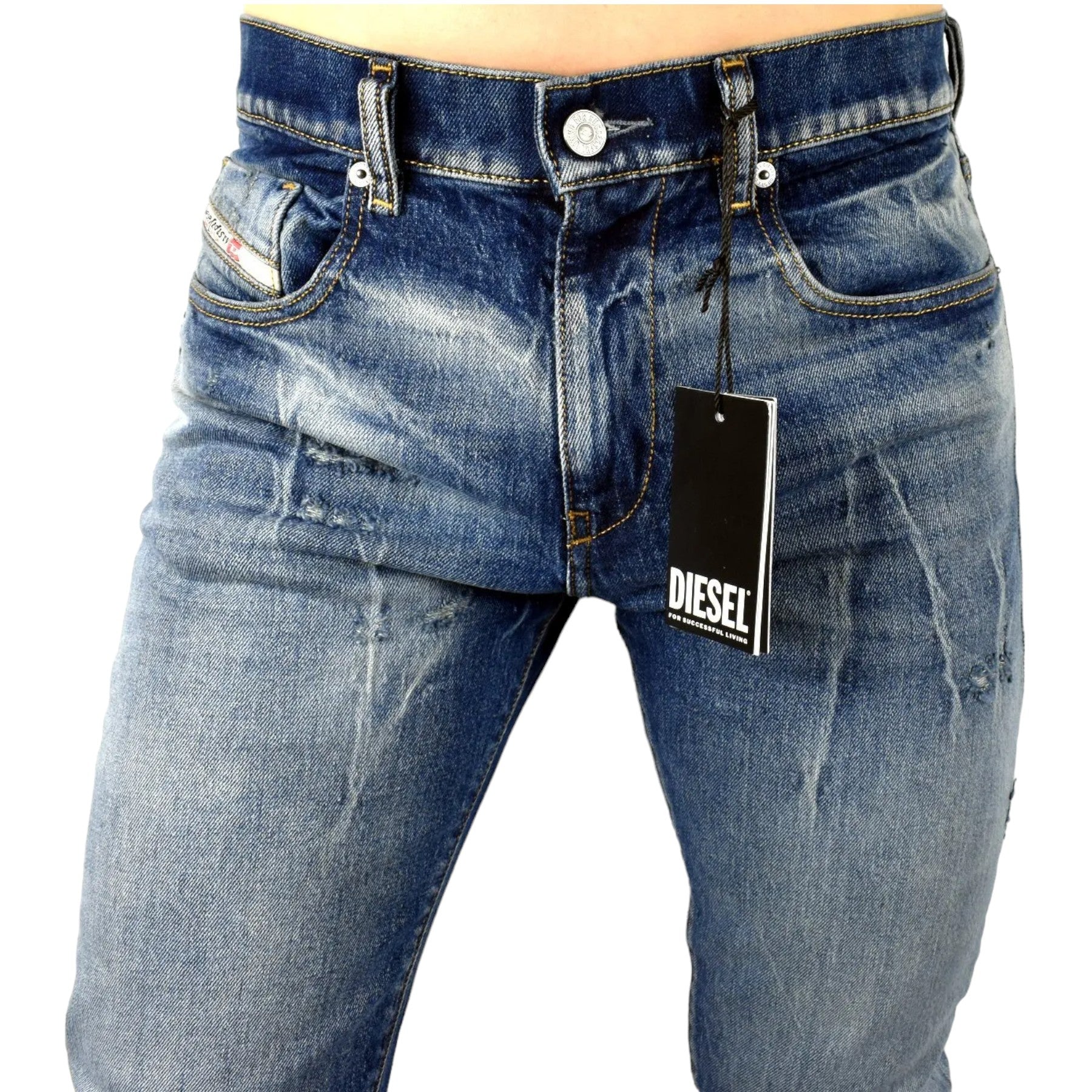 DIESEL 2019 D-STRUKT R9E14 Mens Denim Jeans Slim Fit Tapered Stretch Cotton Pant