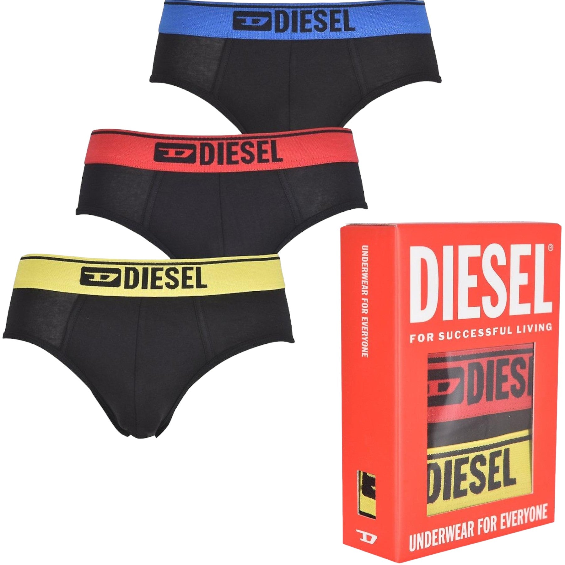 Diesel Andrethreepack E5980 Mens Briefs 3 Pack Stretch Soft Cotton Underwear New
