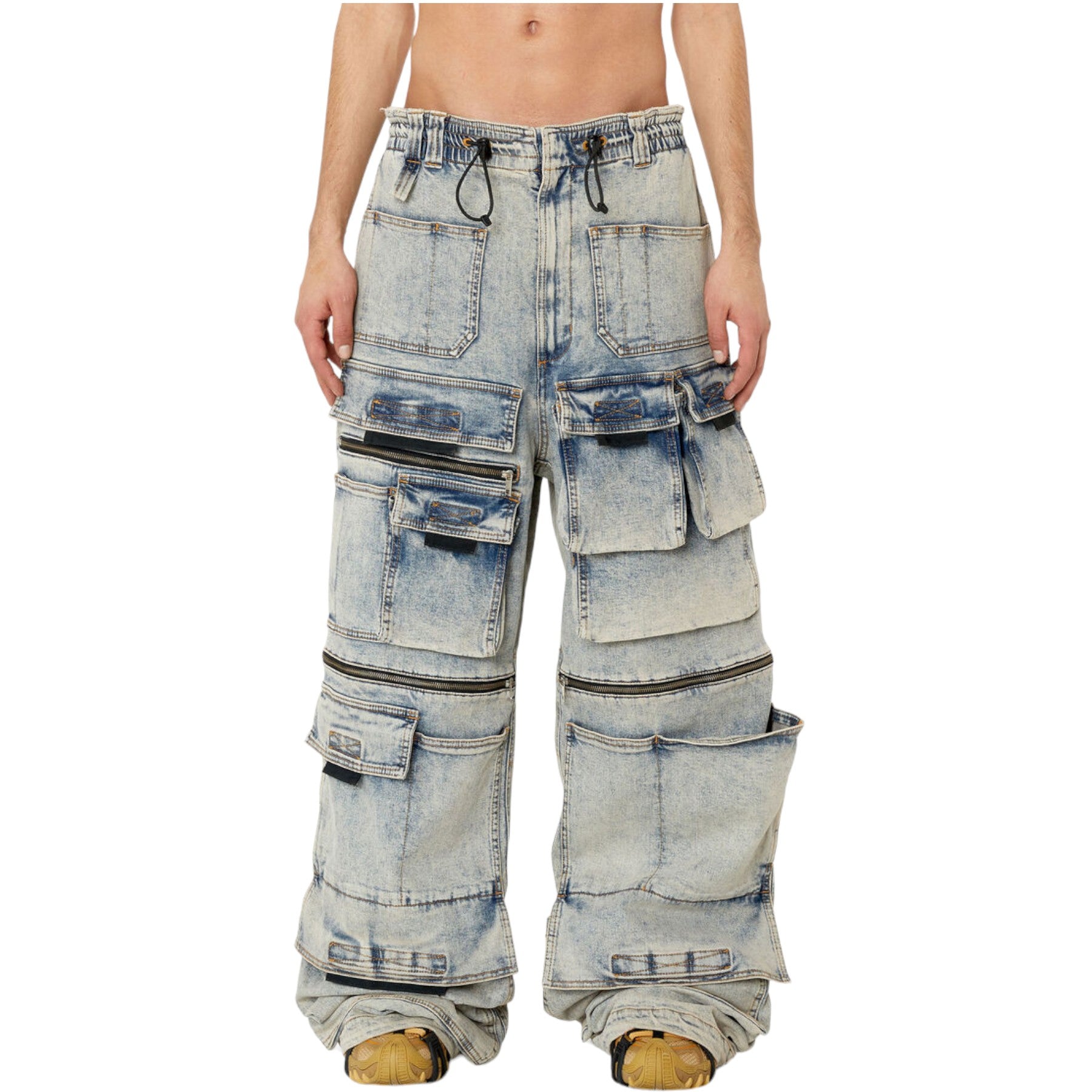 DIESEL D-ONLY POCKETS Mens Denim Jeans Wide Leg Mid Waist Baggy Jeans Trousers