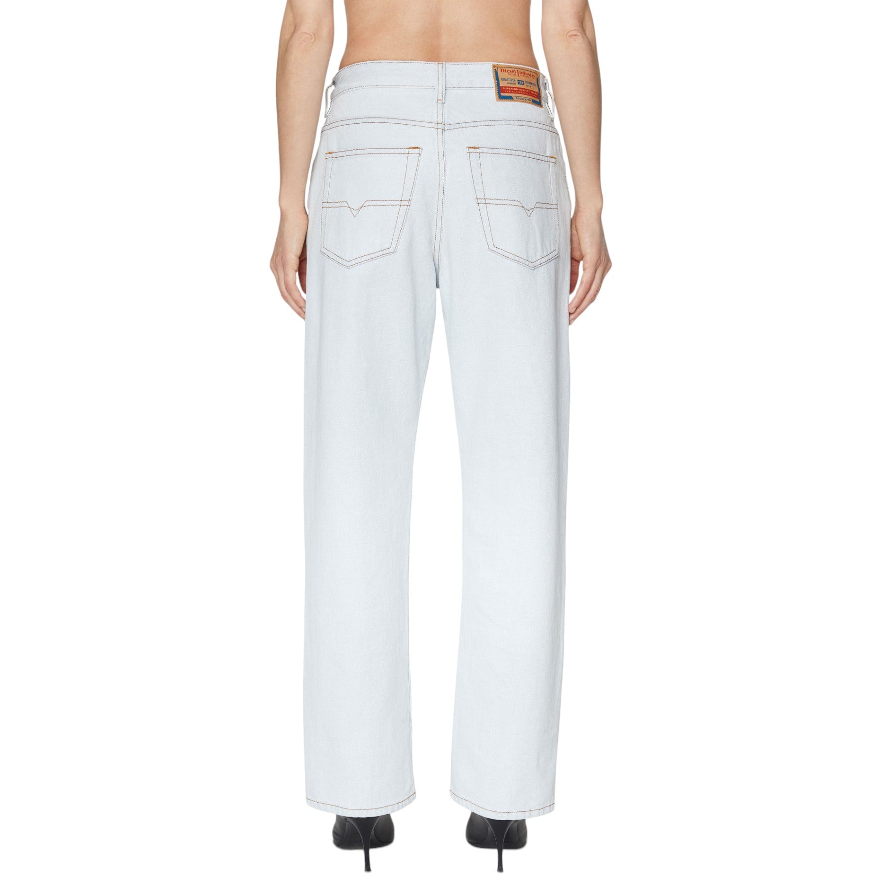 DIESEL 1999 0079Z Womens Denim Jeans Loose Fit Mid Waist Straight Leg Blue Pants