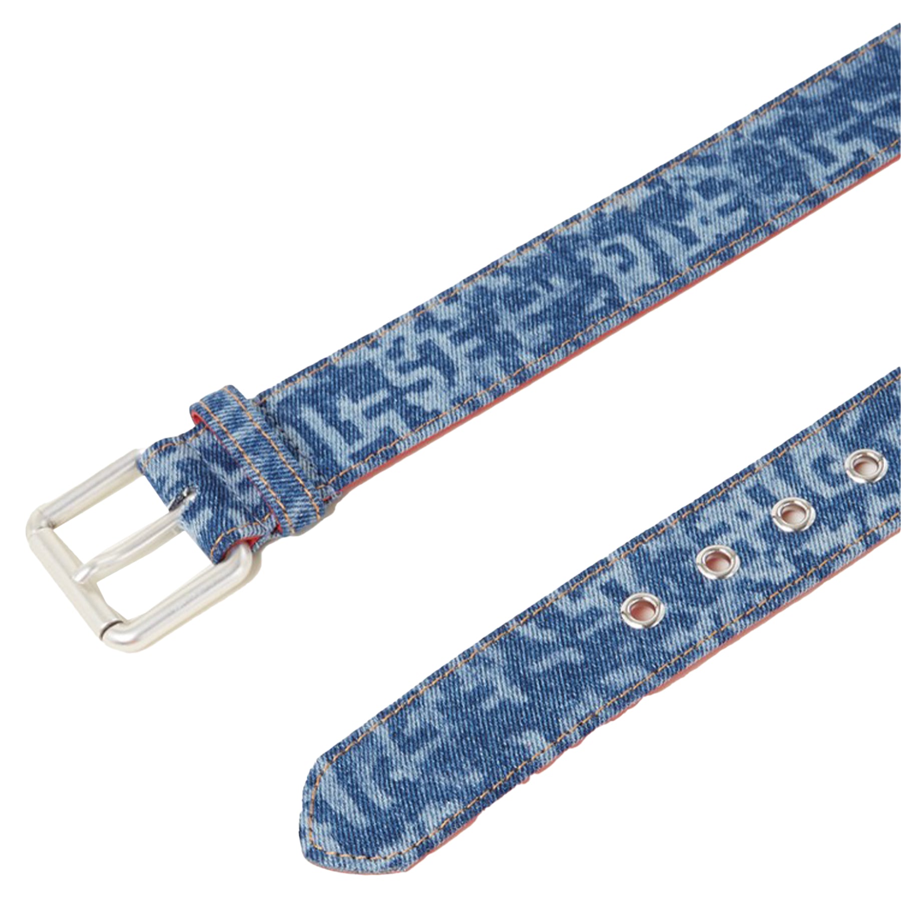 DIESEL B-MONOGRAM Mens Denim Belts Casual Blue Metal Buckle Waist Belts Size 95