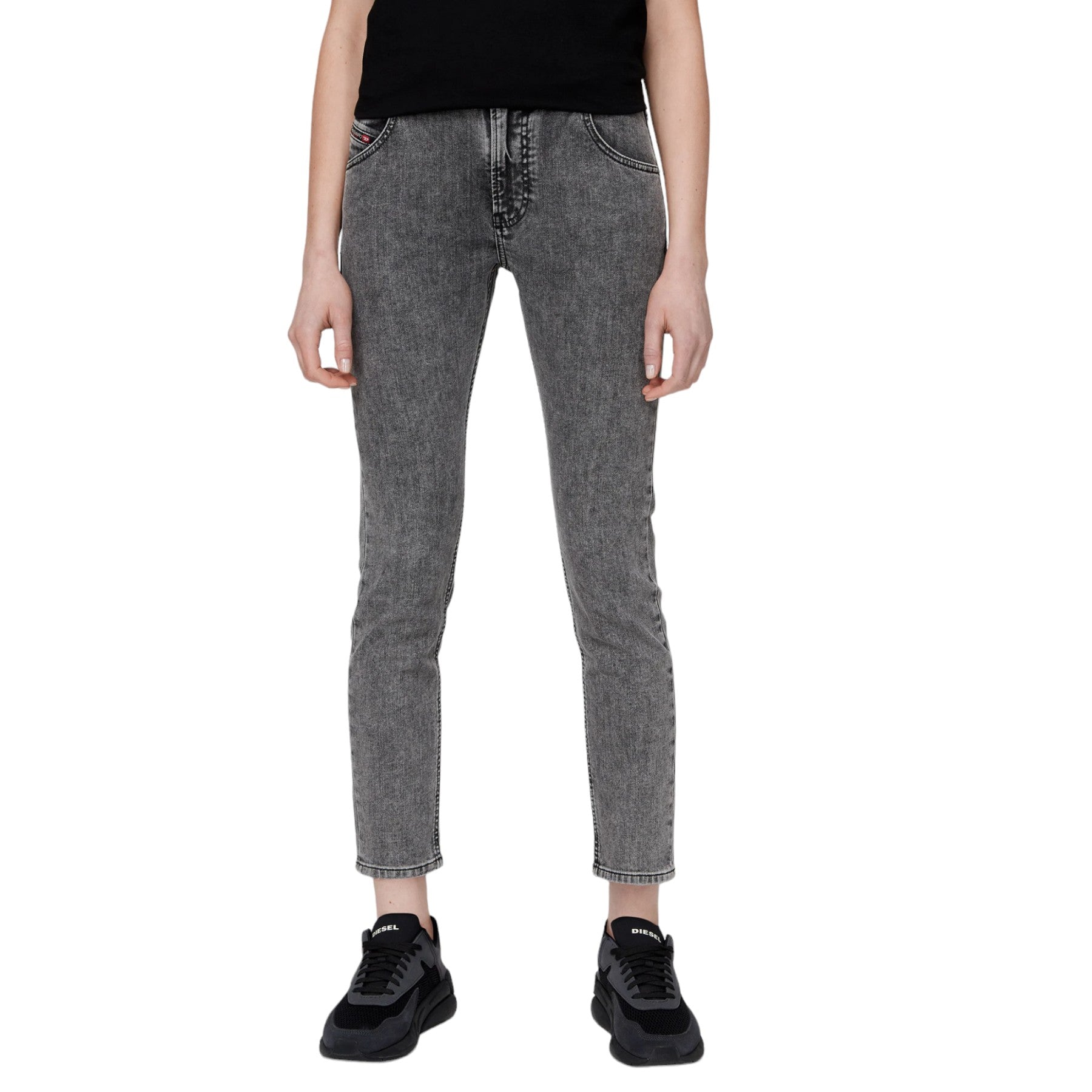 DIESEL D KRAILEY Womens Denim Jeans Slim Fit Mid Waist Sweat Jogg Pants Grey W29