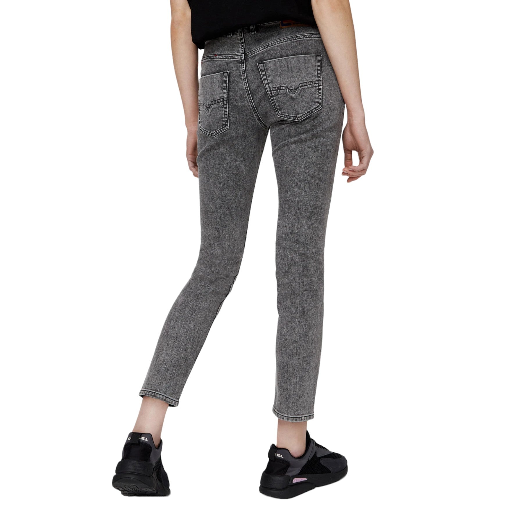 DIESEL D KRAILEY Womens Denim Jeans Slim Fit Mid Waist Sweat Jogg Pants Grey W29