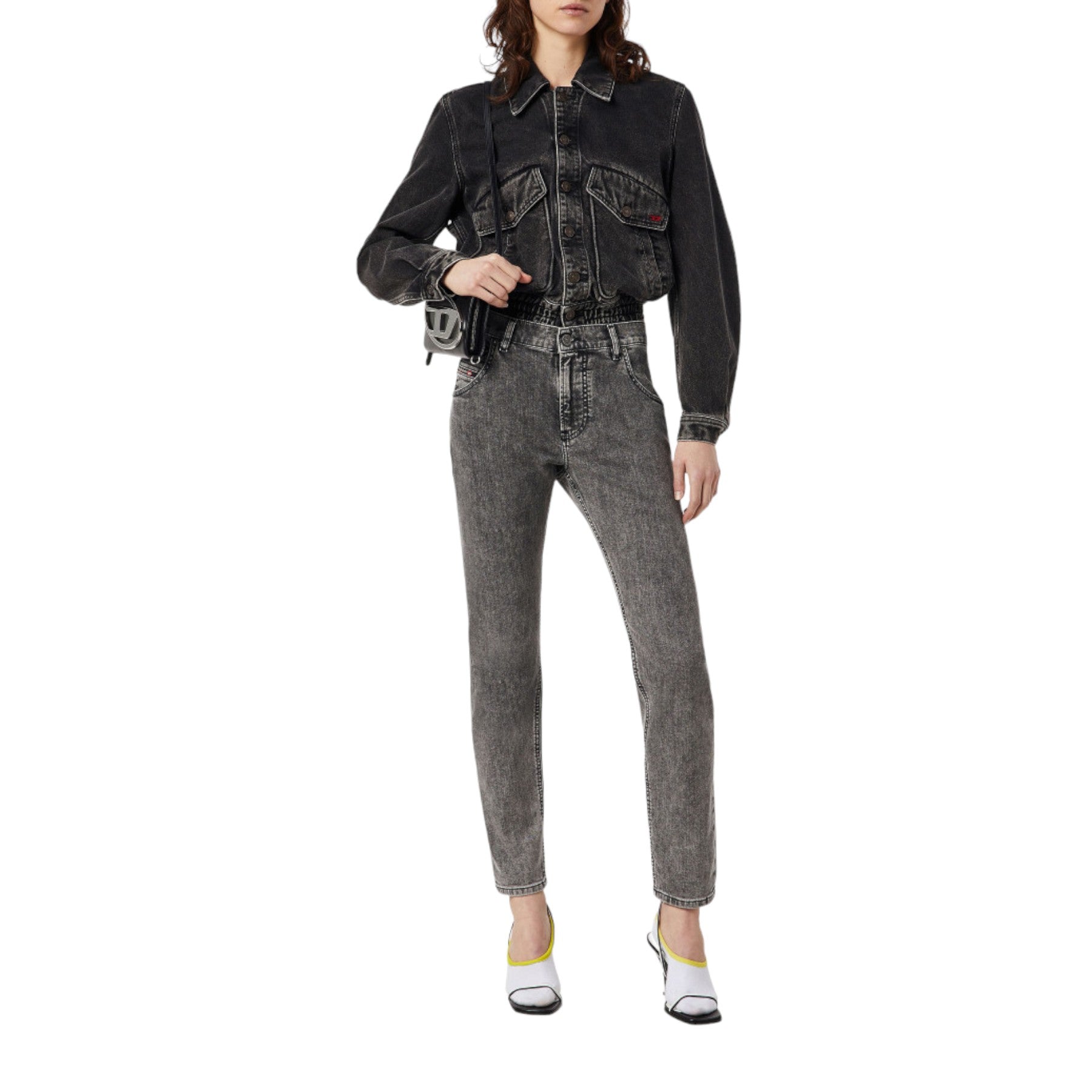 DIESEL D KRAILEY Womens Denim Jeans Slim Fit Mid Waist Sweat Jogg Pants Grey W29