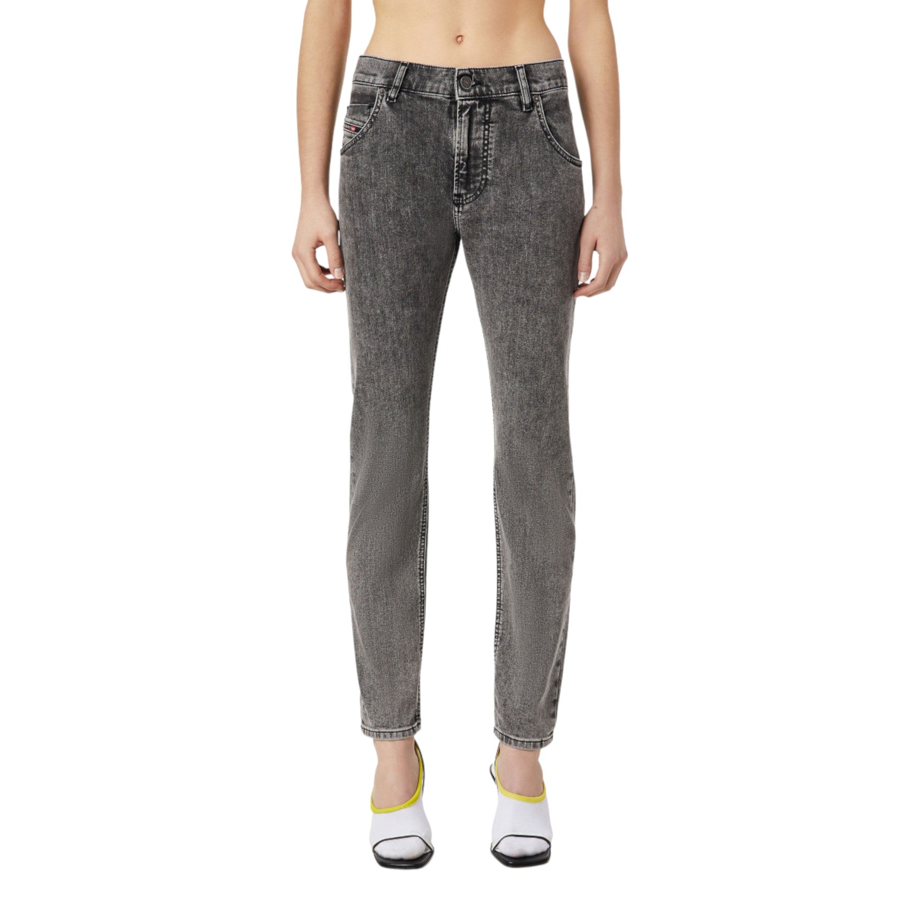 DIESEL D KRAILEY Womens Denim Jeans Slim Fit Mid Waist Sweat Jogg Pants Grey W29