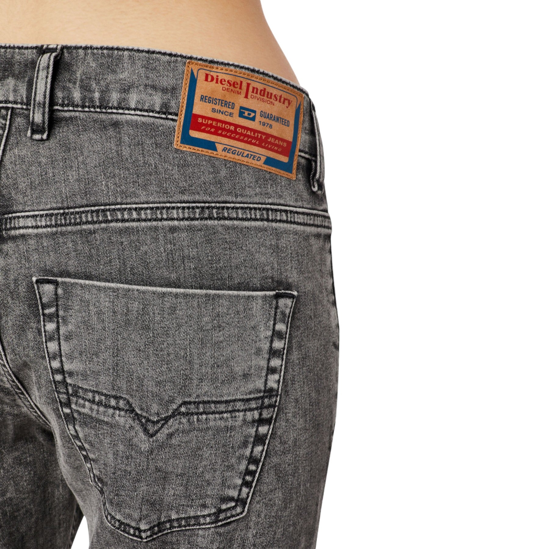 DIESEL D KRAILEY Womens Denim Jeans Slim Fit Mid Waist Sweat Jogg Pants Grey W29