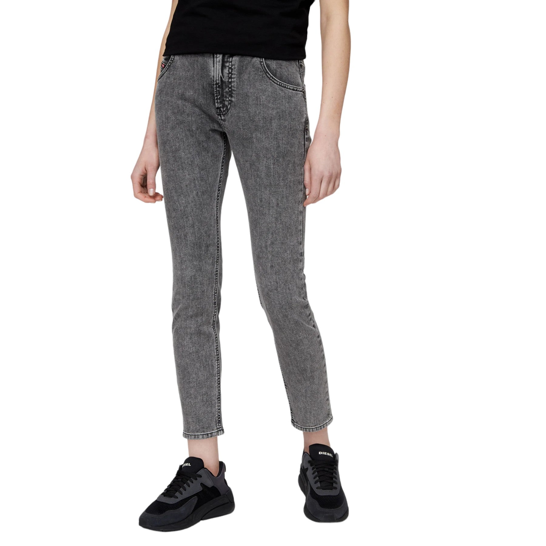 DIESEL D KRAILEY Womens Denim Jeans Slim Fit Mid Waist Sweat Jogg Pants Grey W29