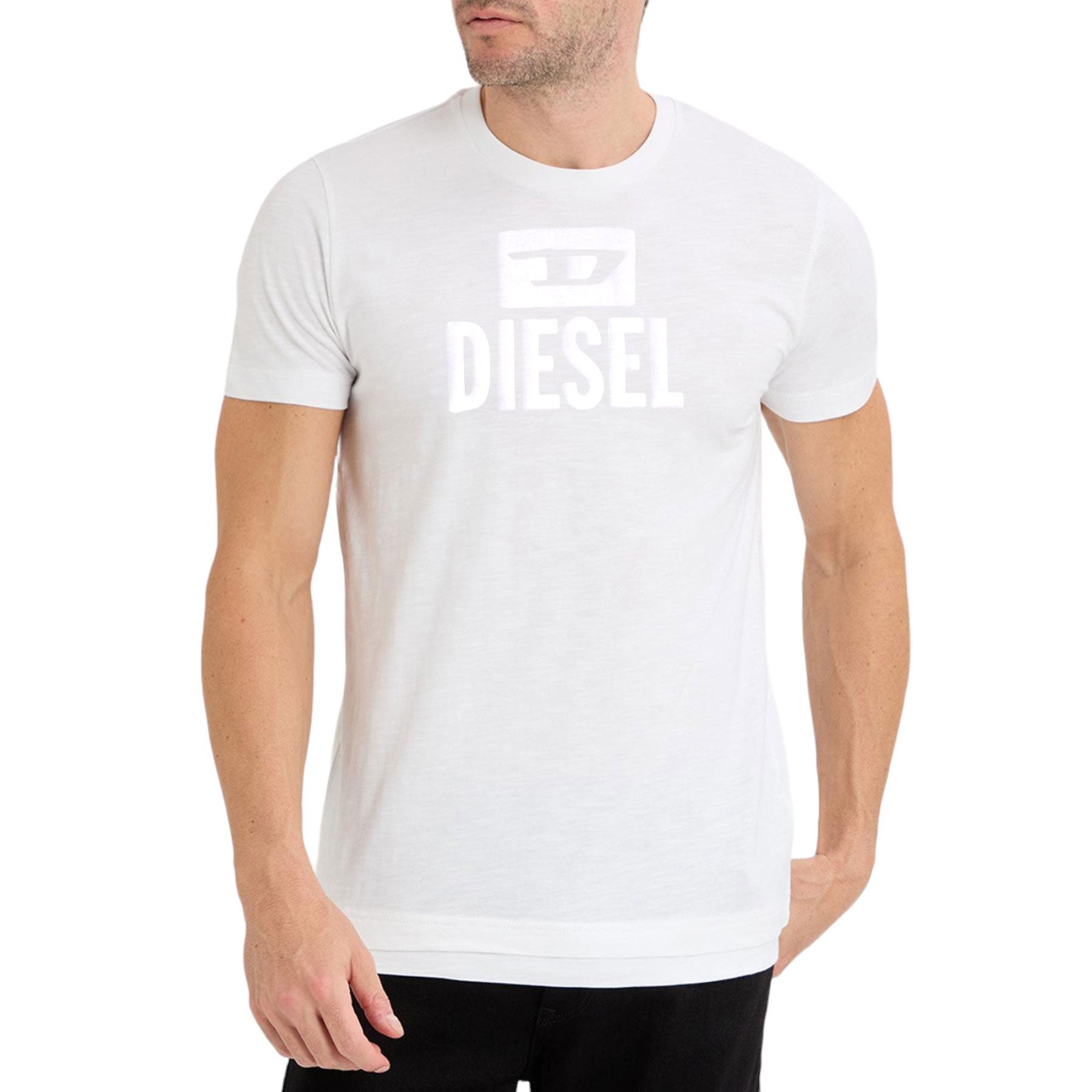 DIESEL T DIEGO TONE ON TONE Mens T Shirts Short Sleeve White Casual Cotton Tee