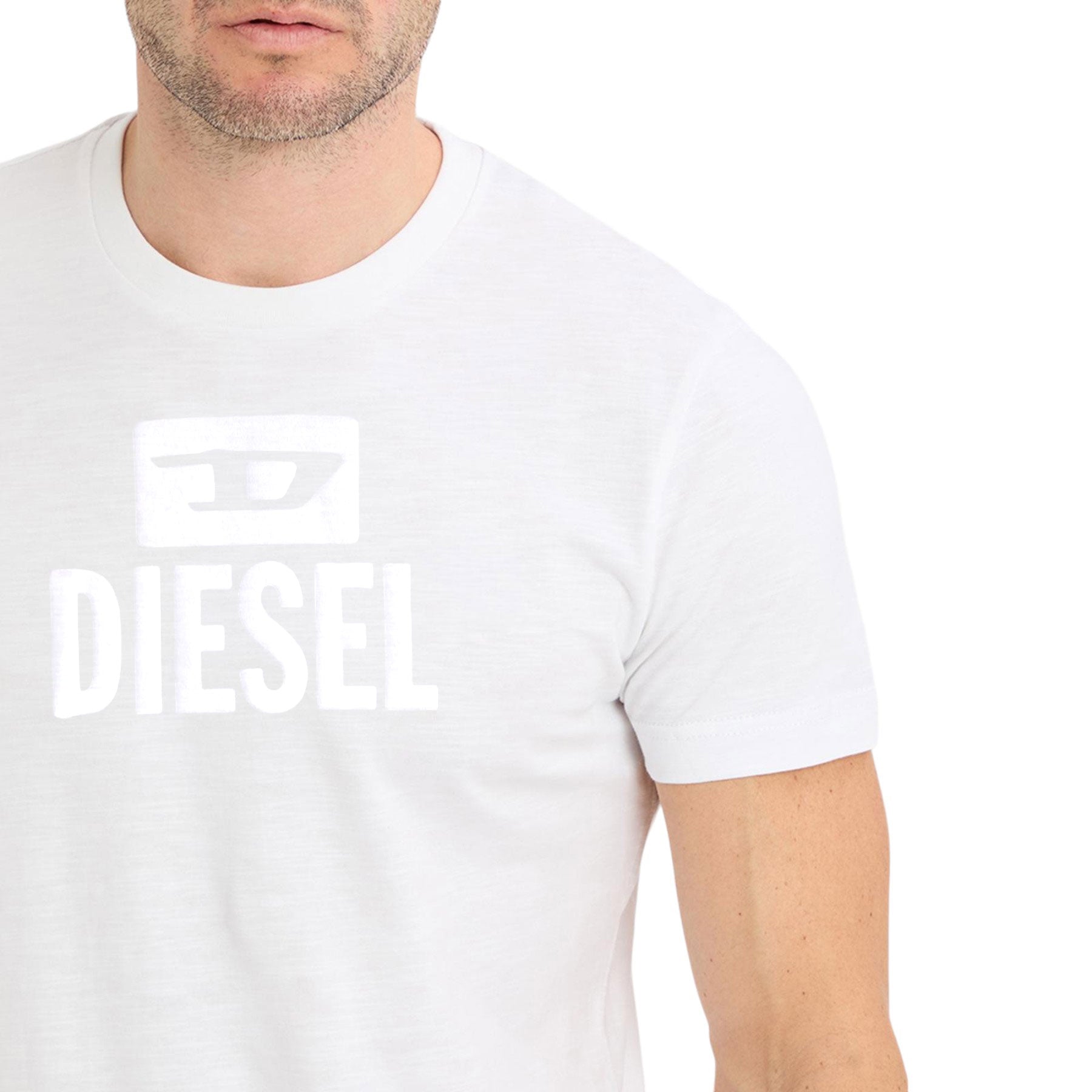 DIESEL T DIEGO TONE ON TONE Mens T Shirts Short Sleeve White Casual Cotton Tee