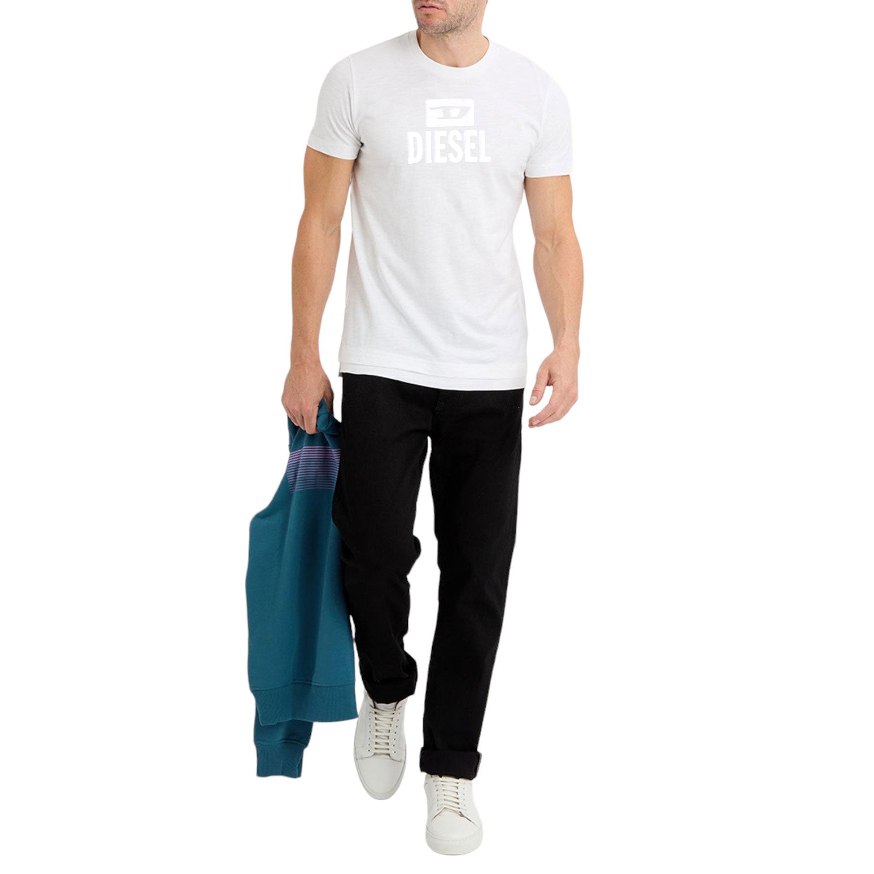 DIESEL T DIEGO TONE ON TONE Mens T Shirts Short Sleeve White Casual Cotton Tee