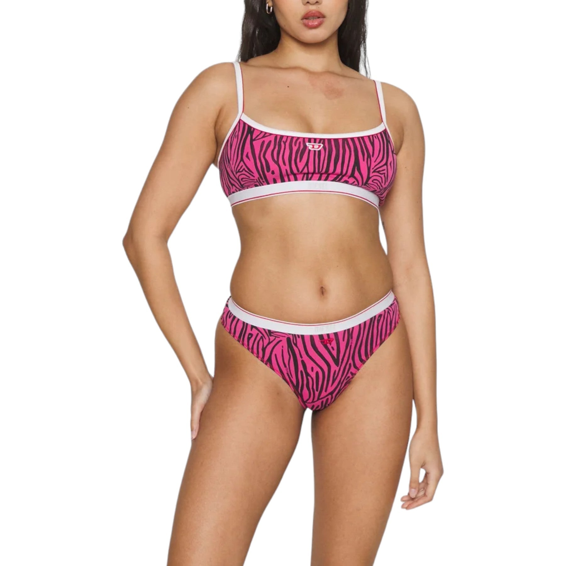 DIESEL UFSB-KIKIS Womens Non Wired Bra Adjustable Strap Zebra Print Comfort Bra