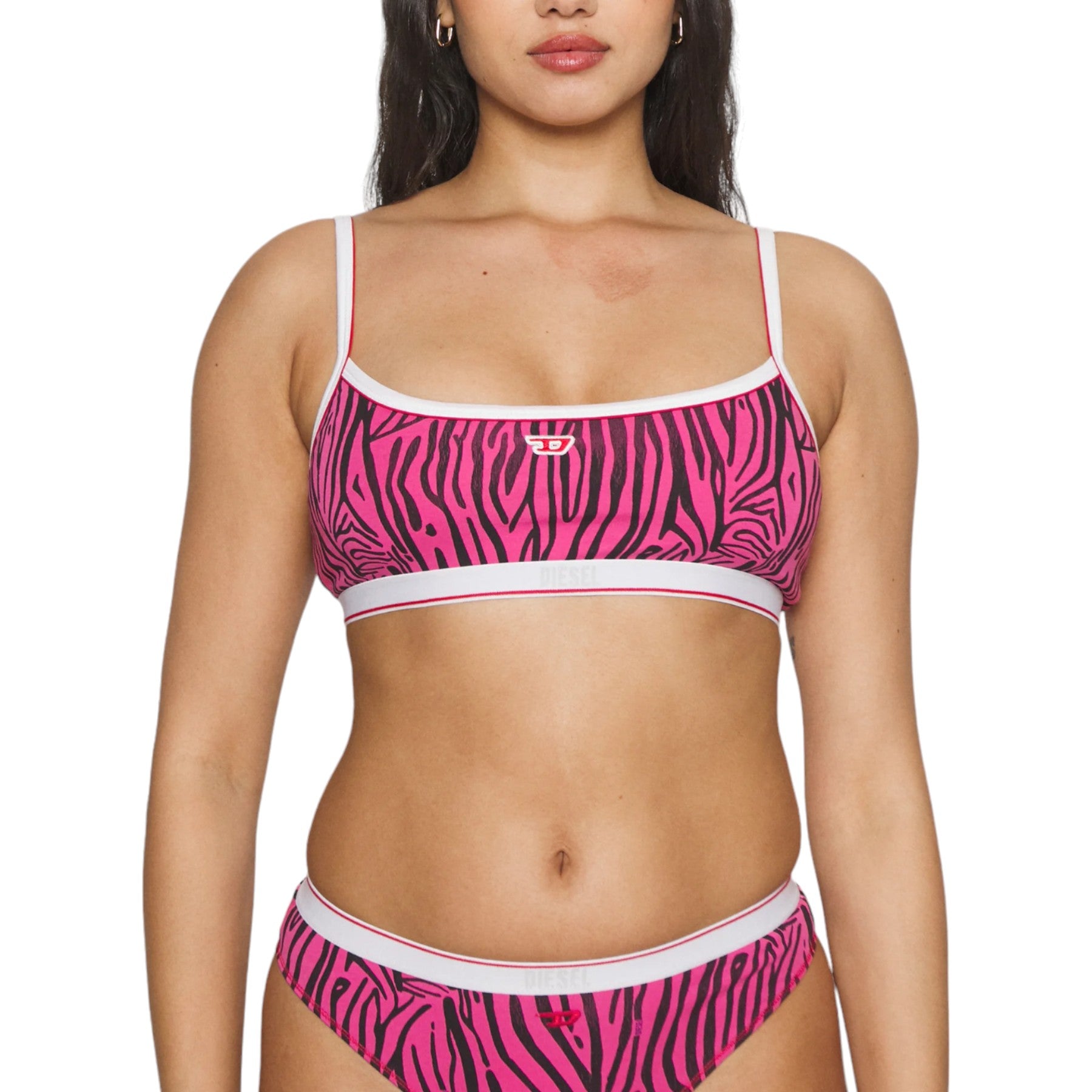 DIESEL UFSB-KIKIS Womens Non Wired Bra Adjustable Strap Zebra Print Comfort Bra