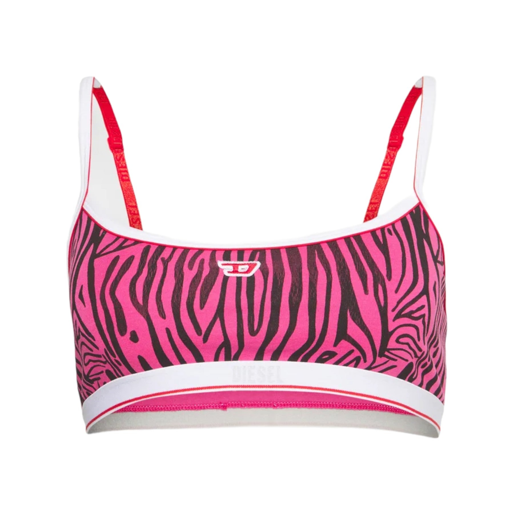 DIESEL UFSB-KIKIS Womens Non Wired Bra Adjustable Strap Zebra Print Comfort Bra