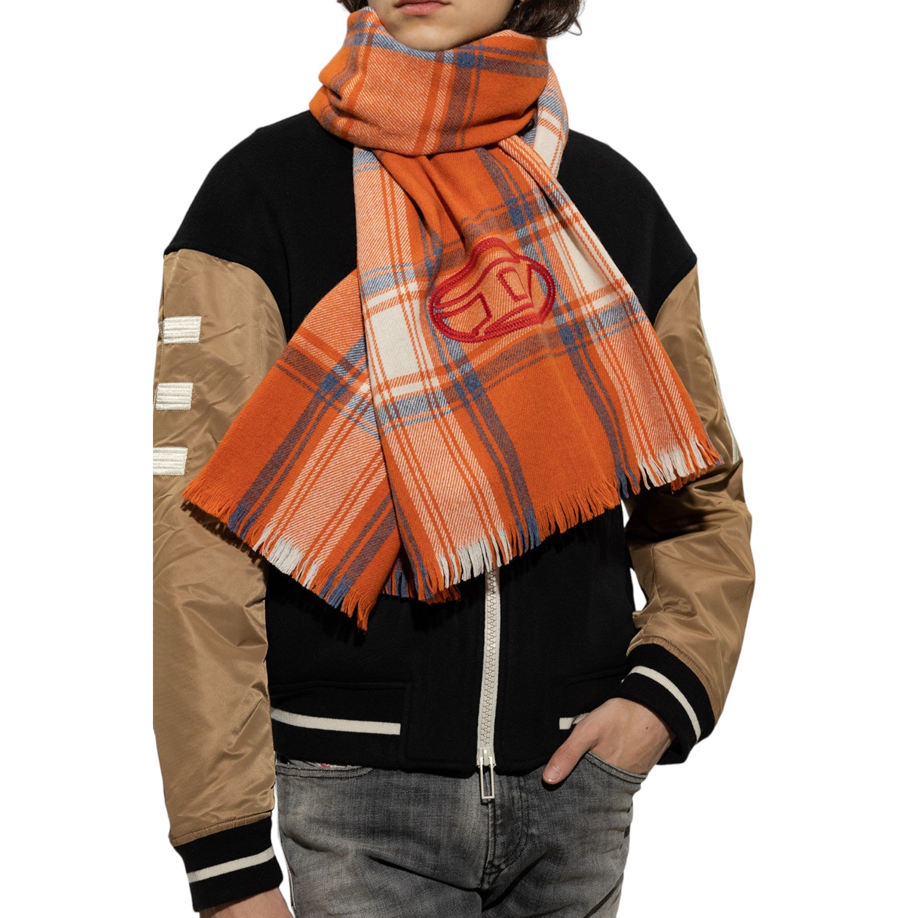 DIESEL S-FERDIE Mens Scarf Check Mufflers Wool Neck Wrap Shawl Soft Winter Warm