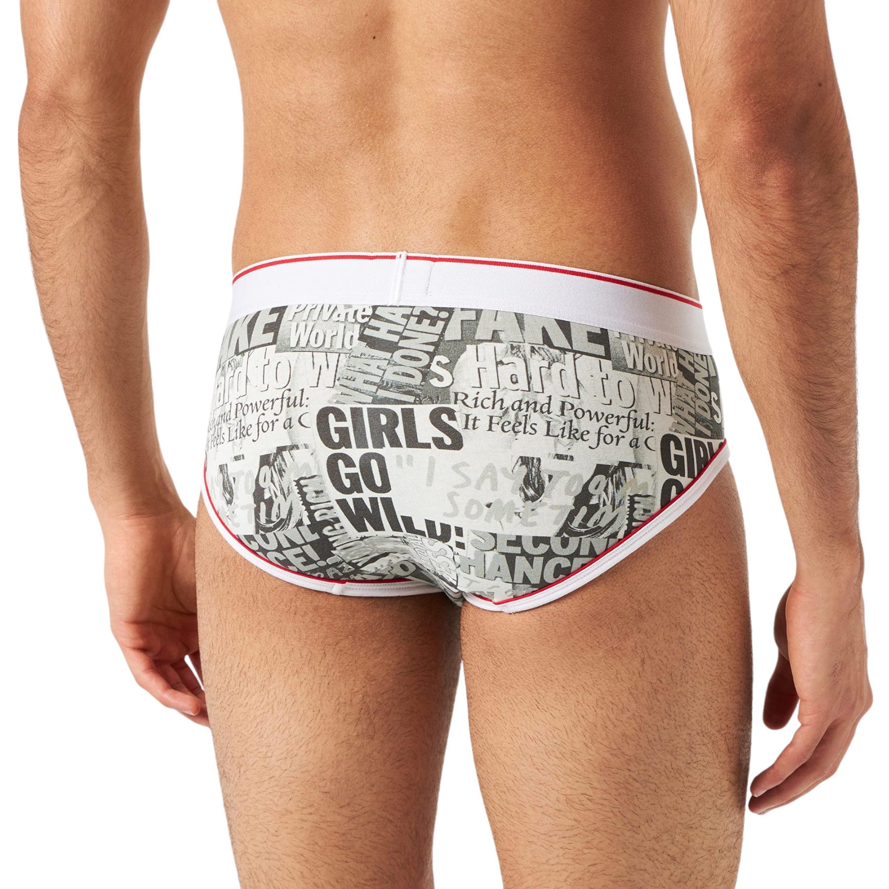 DIESEL UMBR-ANDRE Mens Briefs Newspaper Print Stretch Cotton Boxer Shorts New