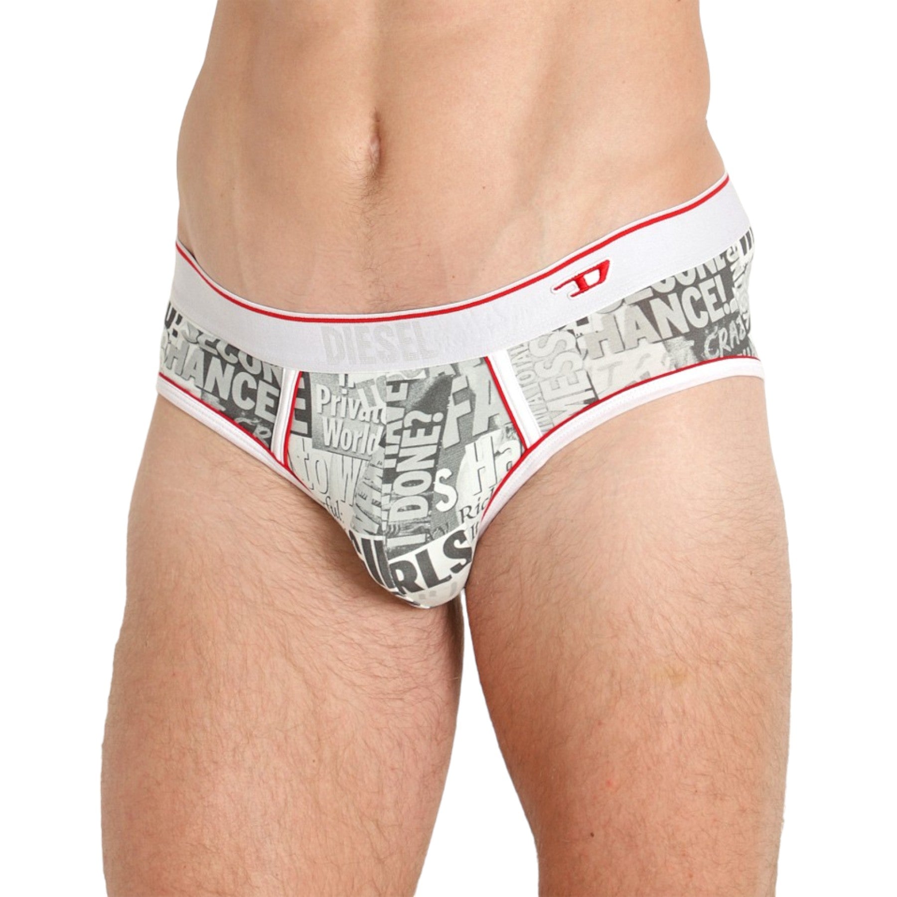 DIESEL UMBR-ANDRE Mens Briefs Newspaper Print Stretch Cotton Boxer Shorts New