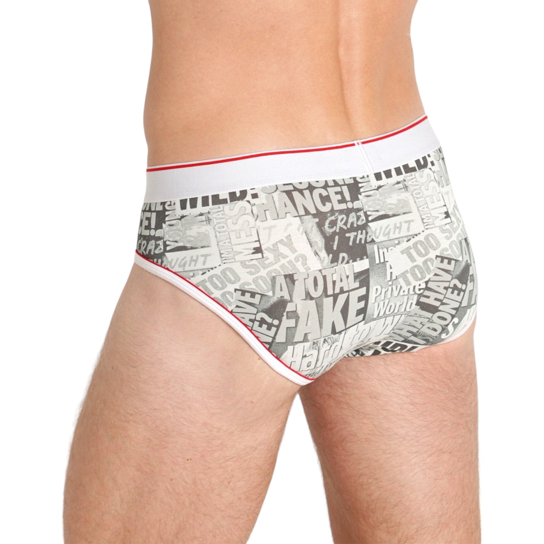 DIESEL UMBR-ANDRE Mens Briefs Newspaper Print Stretch Cotton Boxer Shorts New