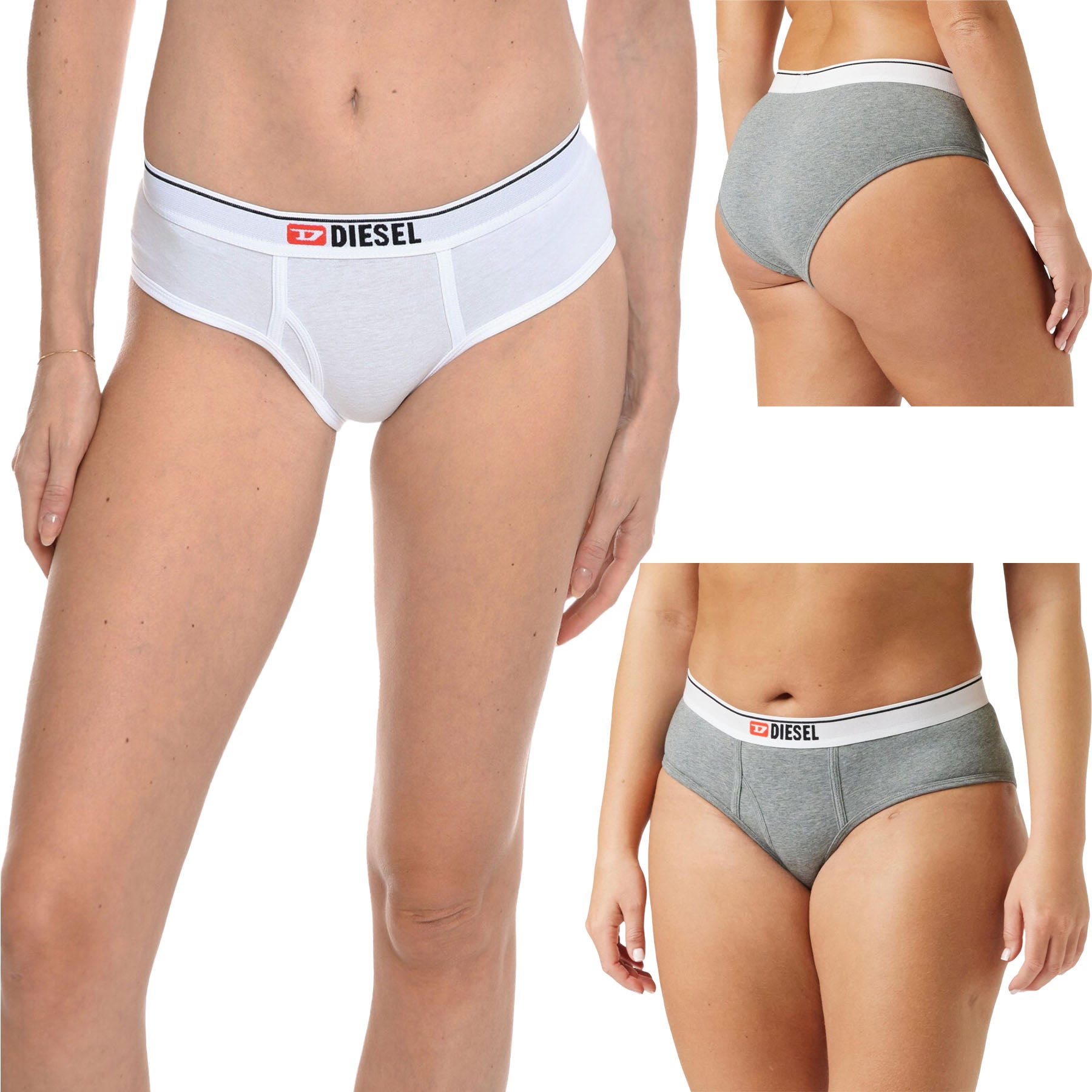 DIESEL UFPN-OXYS 0EAFU Womens Briefs Soft Stretch Grey Cotton Ladies Underwear