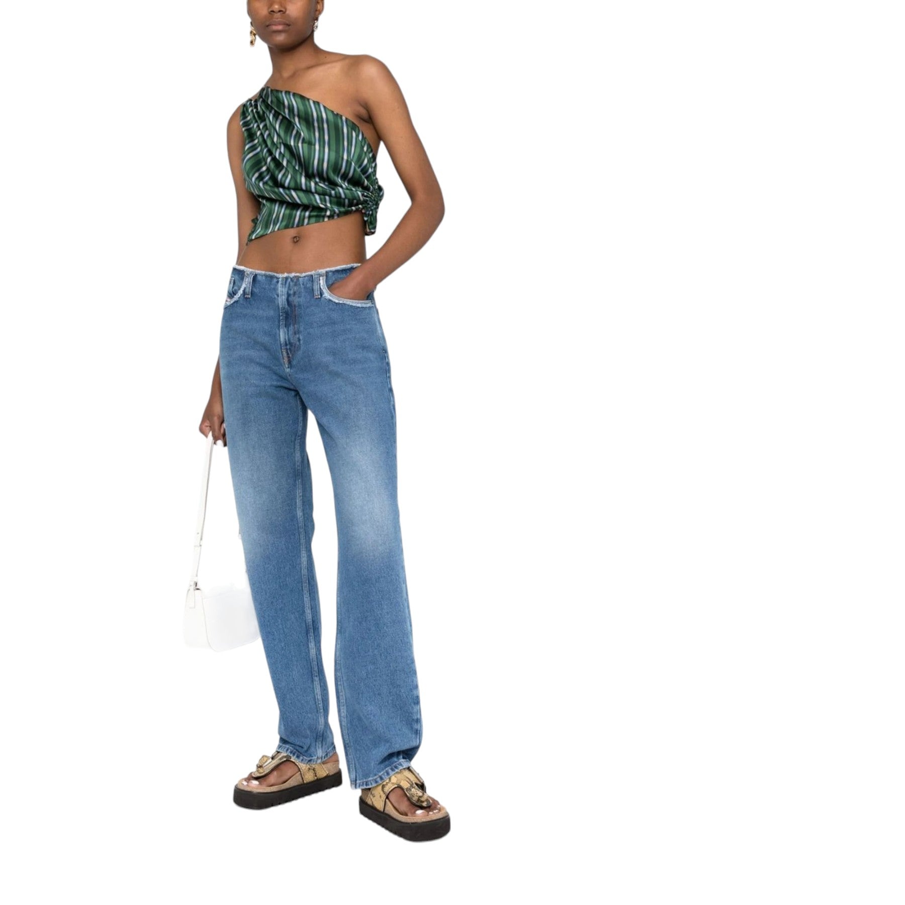 DIESEL D-ARK 007F3 Womens Denim Jeans Relaxed Fit Mid Waist Straight Leg Pants