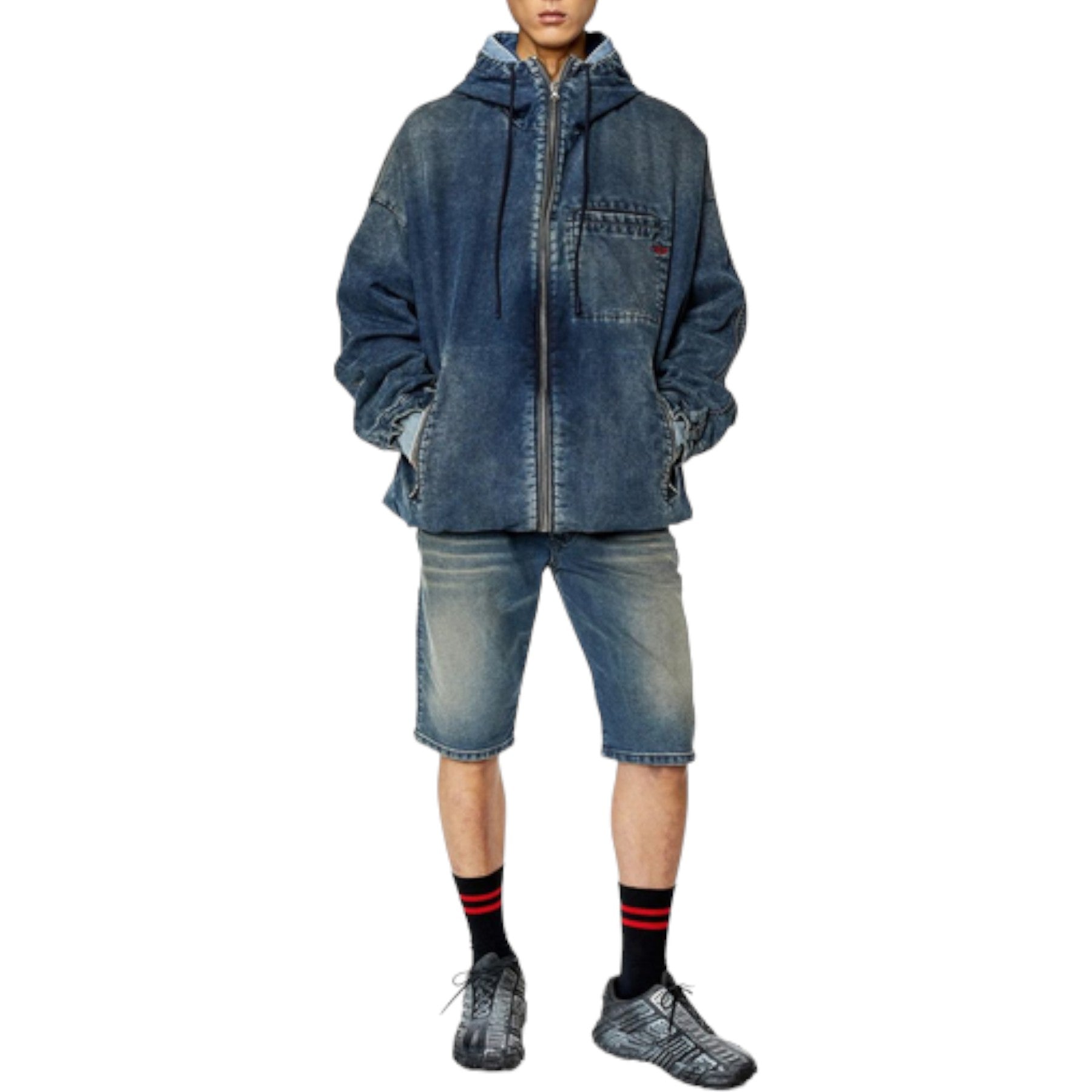 Diesel D-Krooley 068DS Mens Denim Shorts Regular Fit Jogg Jeans Bermuda Shorts