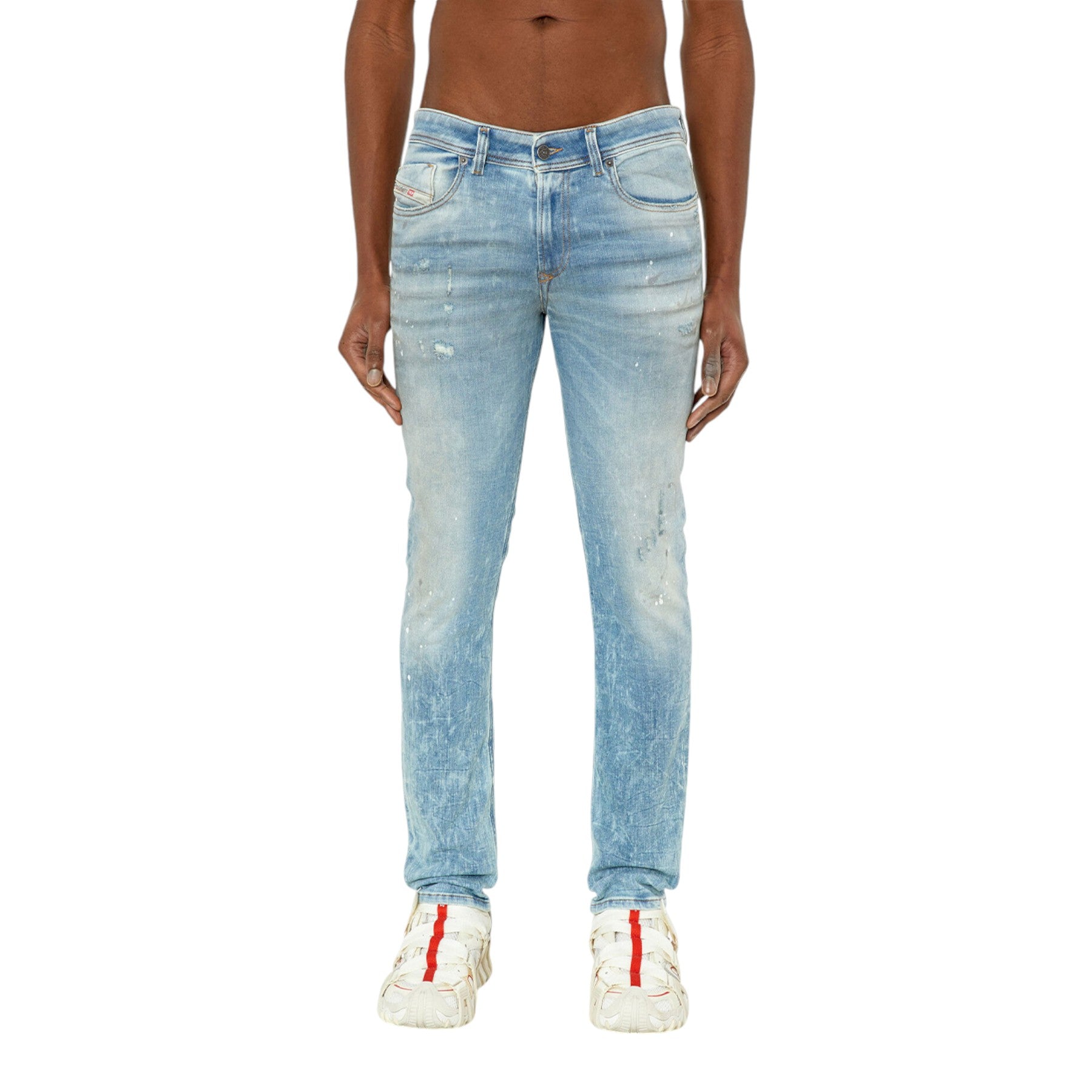 DIESEL 1979 SLEENKER Mens Denim Jeans Slim Fit Low Waist Distressed Cotton Pants
