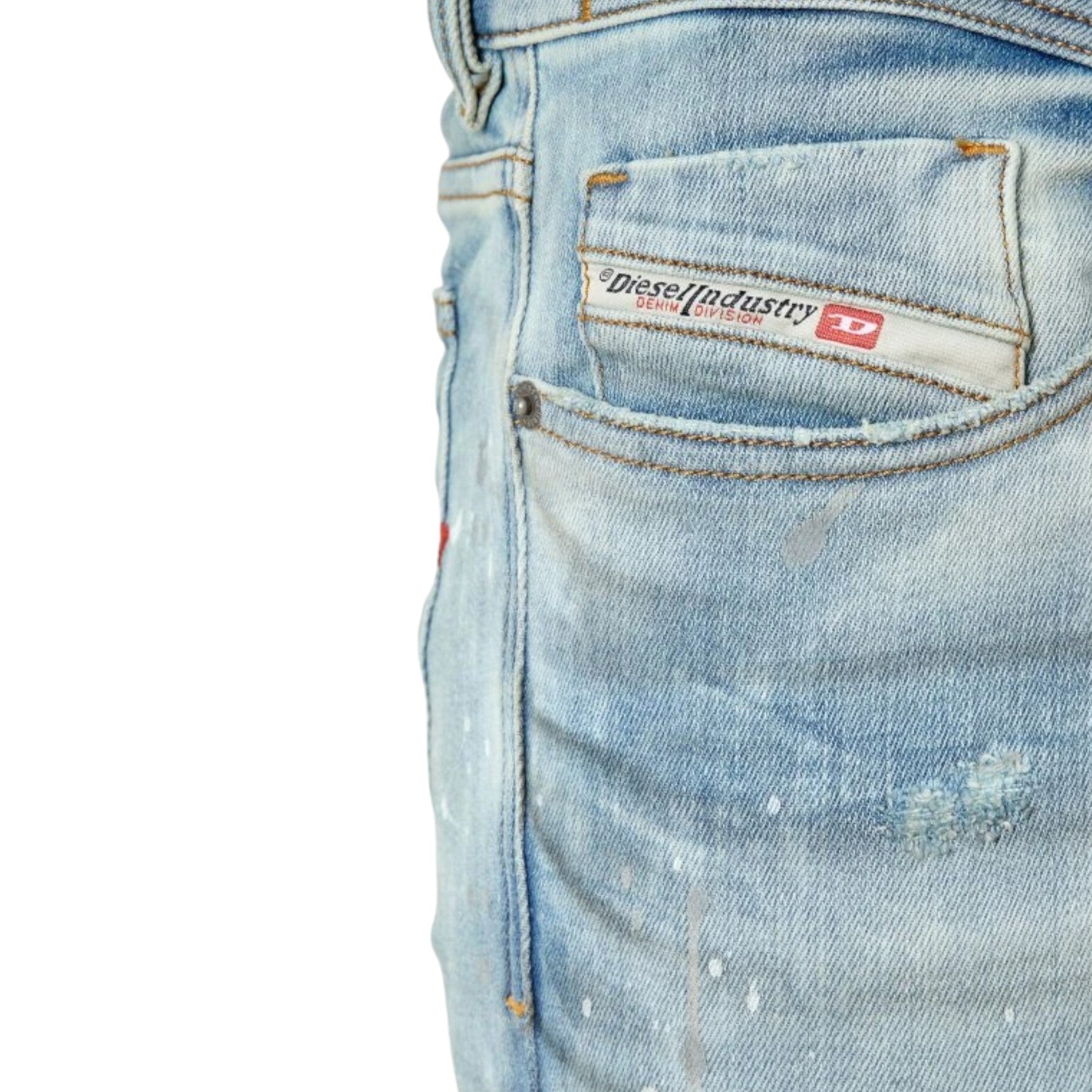 DIESEL 1979 SLEENKER Mens Denim Jeans Slim Fit Low Waist Distressed Cotton Pants