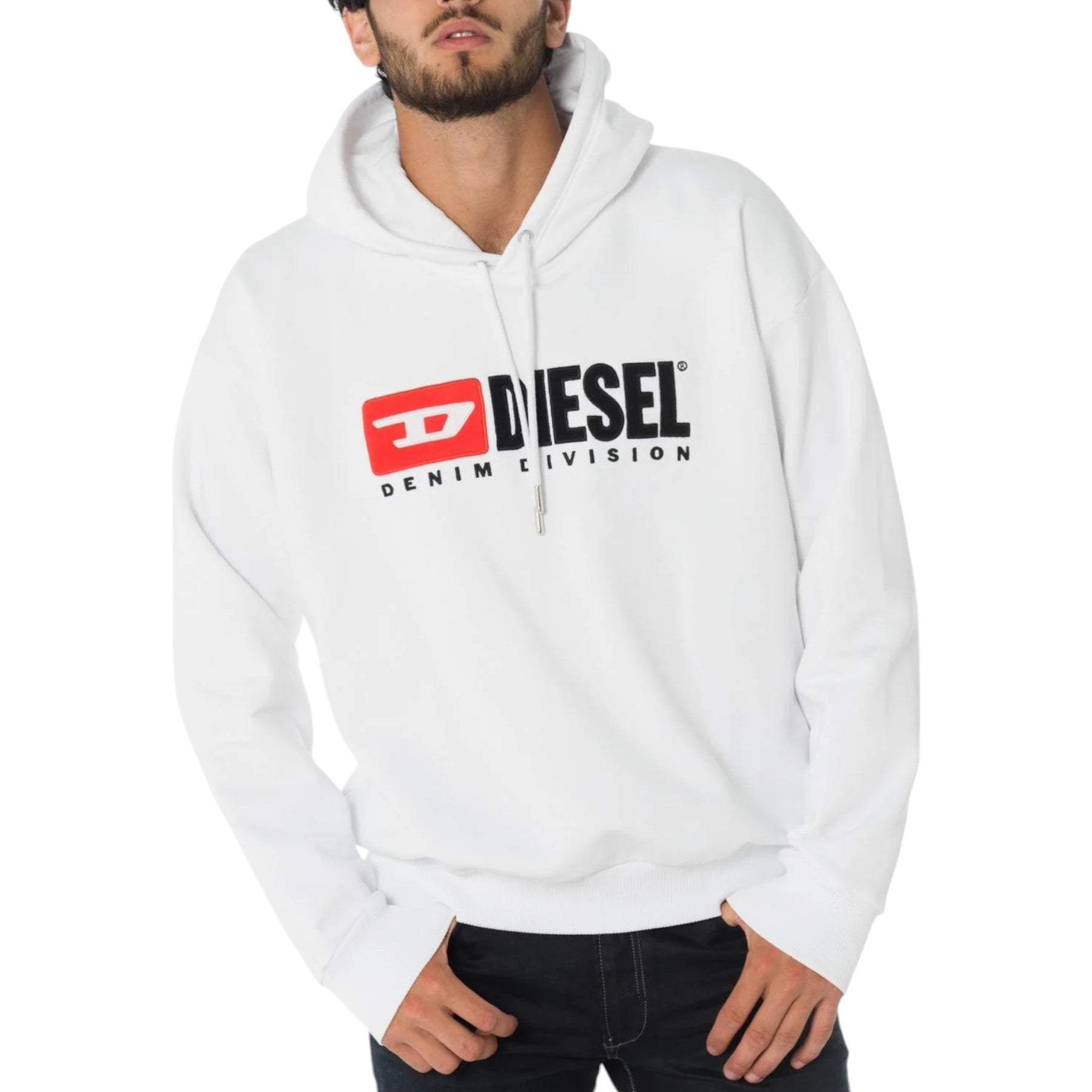 DIESEL S-DIVISION Mens Pullover Hoodie Oversized Sweatshirt Drop Shoulder Jumper