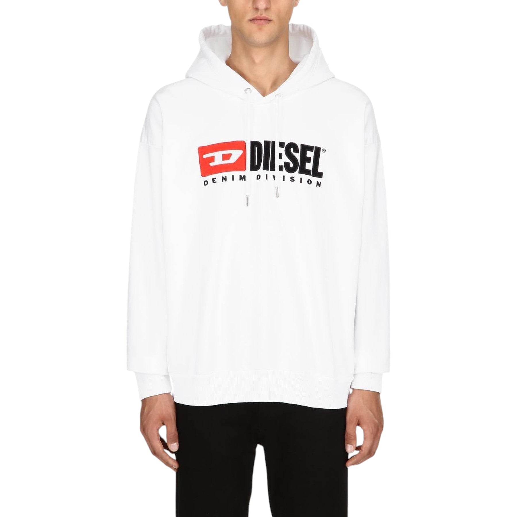 DIESEL S-DIVISION Mens Pullover Hoodie Oversized Sweatshirt Drop Shoulder Jumper