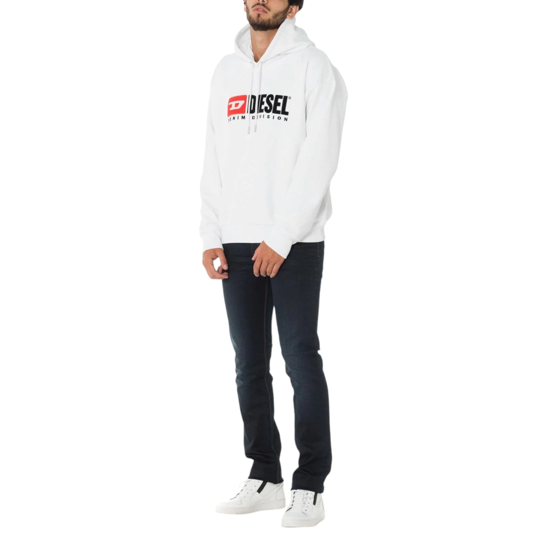 DIESEL S-DIVISION Mens Pullover Hoodie Oversized Sweatshirt Drop Shoulder Jumper