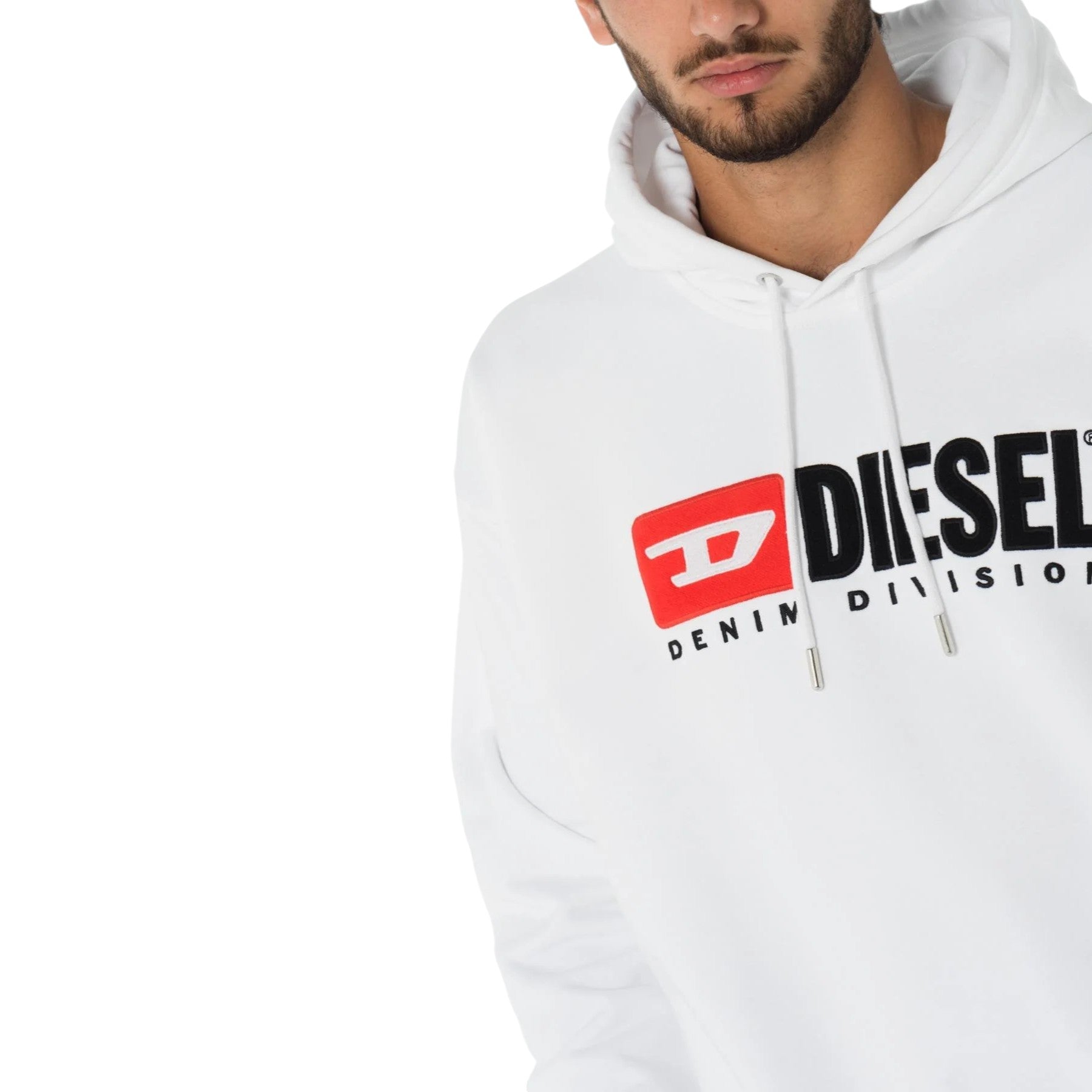 DIESEL S-DIVISION Mens Pullover Hoodie Oversized Sweatshirt Drop Shoulder Jumper