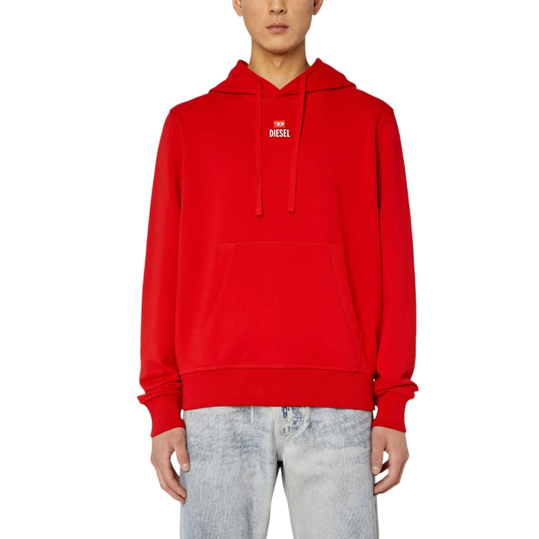 Diesel S-Ginn RGEAD Mens Pullover Hoodie Oversized Drop Shoulder Sweatshirts Red